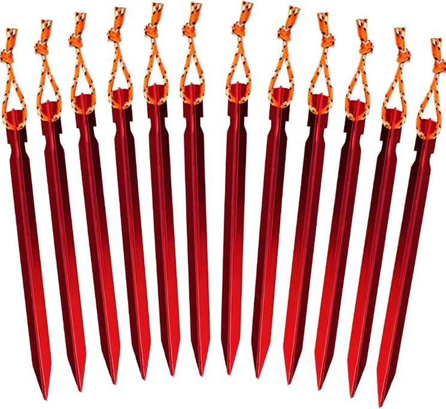 12 Pieces Tent Pegs - Y-Shaped Aluminium Alloy Campingtent Stake Nail with Reflective Rope for Camping image number 2