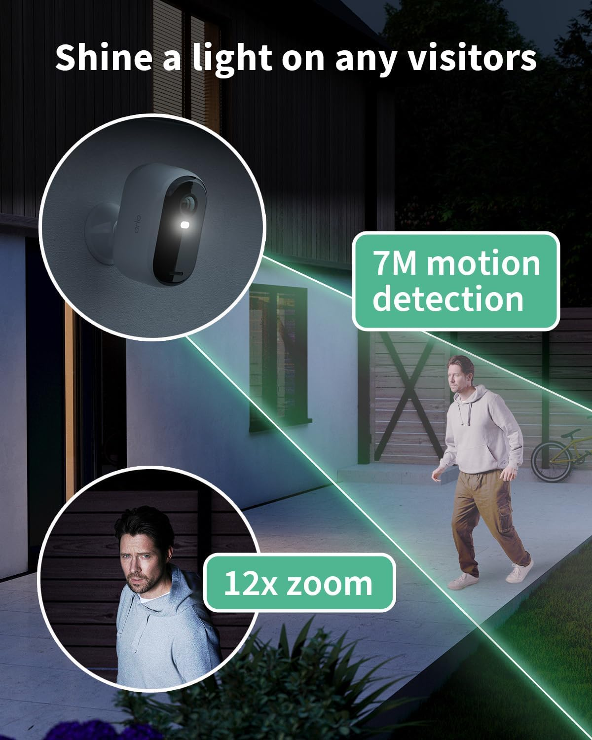 Arlo Essential 2 HD Video Security Camera Outdoor Wireless, Battery Operated Home Camera with Colour Night Vision, Light, Siren, 2 Way Audio & Wifi, Arlo Secure Free Trial, 2 Cameras, White image number 2