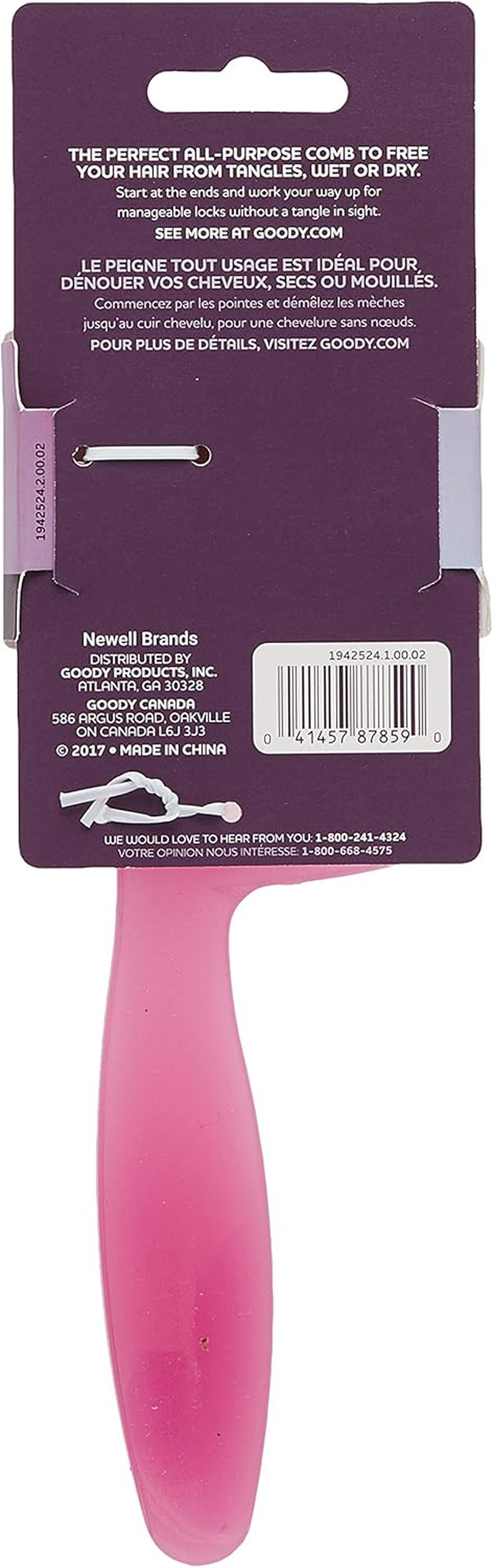 Goody Ouchless Detangler Comb - All-Purpose Comb for Tangles, Wet or Dry - Pain-Free Hair Accessories Ideal for All Hair Types - Detangling Comb for Women, Men, Boys, and Girl image number 4