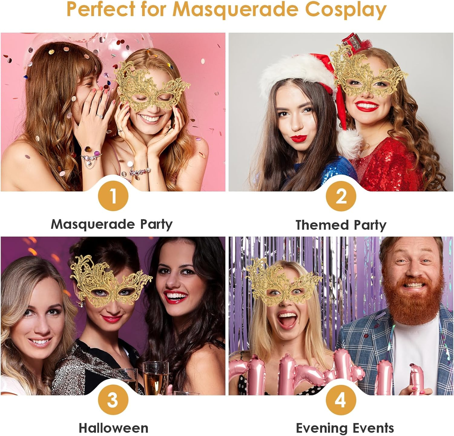 Exlinonline Lace Masquerade Mask Elastic,Fit for Adult,Soft Gentle Material,Specially for Costume,Thememed Party