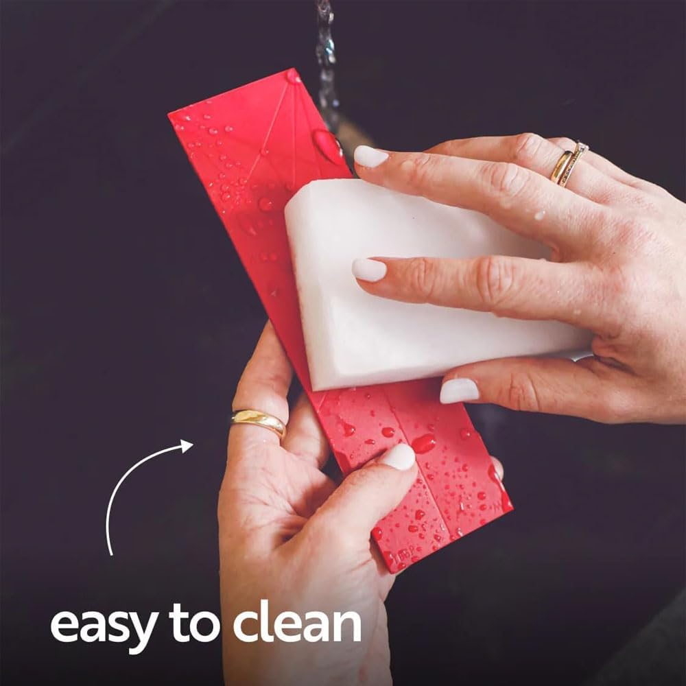 Polygons 3-In-1 Measuring Spoon Set, 2 Foldable Spoons with 6 Sizes for Cooking, Baking and Liquid Ingredients Space Saving Flat Design, Food Grade Kitchen Utensil Gadget - Red image number 3