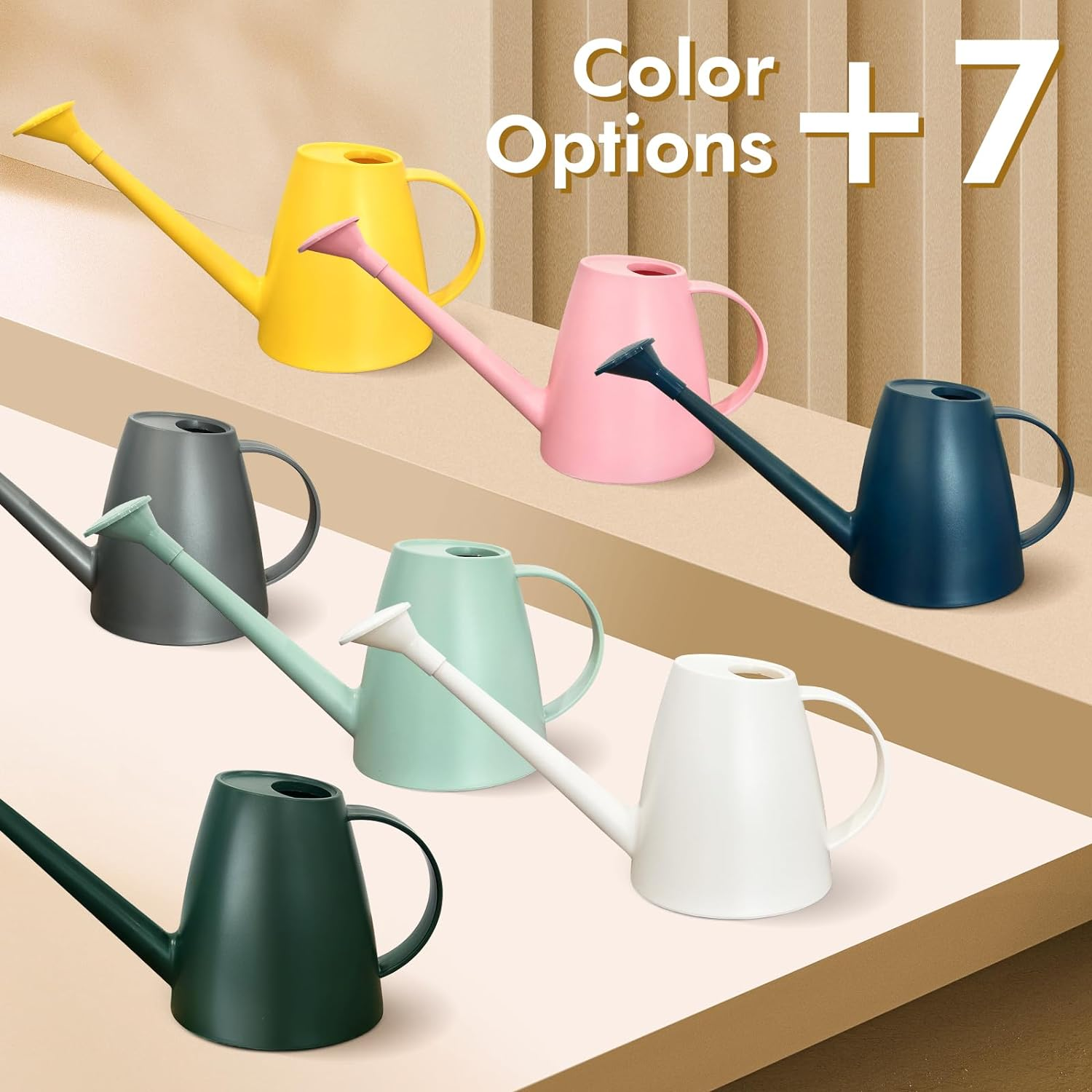 Watering Can for Indoor Outdoor Plants, Modern Small Watering Cans with Removable Nozzle, Long Spout Watering Can for Indoor Bonsai Plants Garden Flowers 1/2 Gallon 1.8L 60OZ image number 1