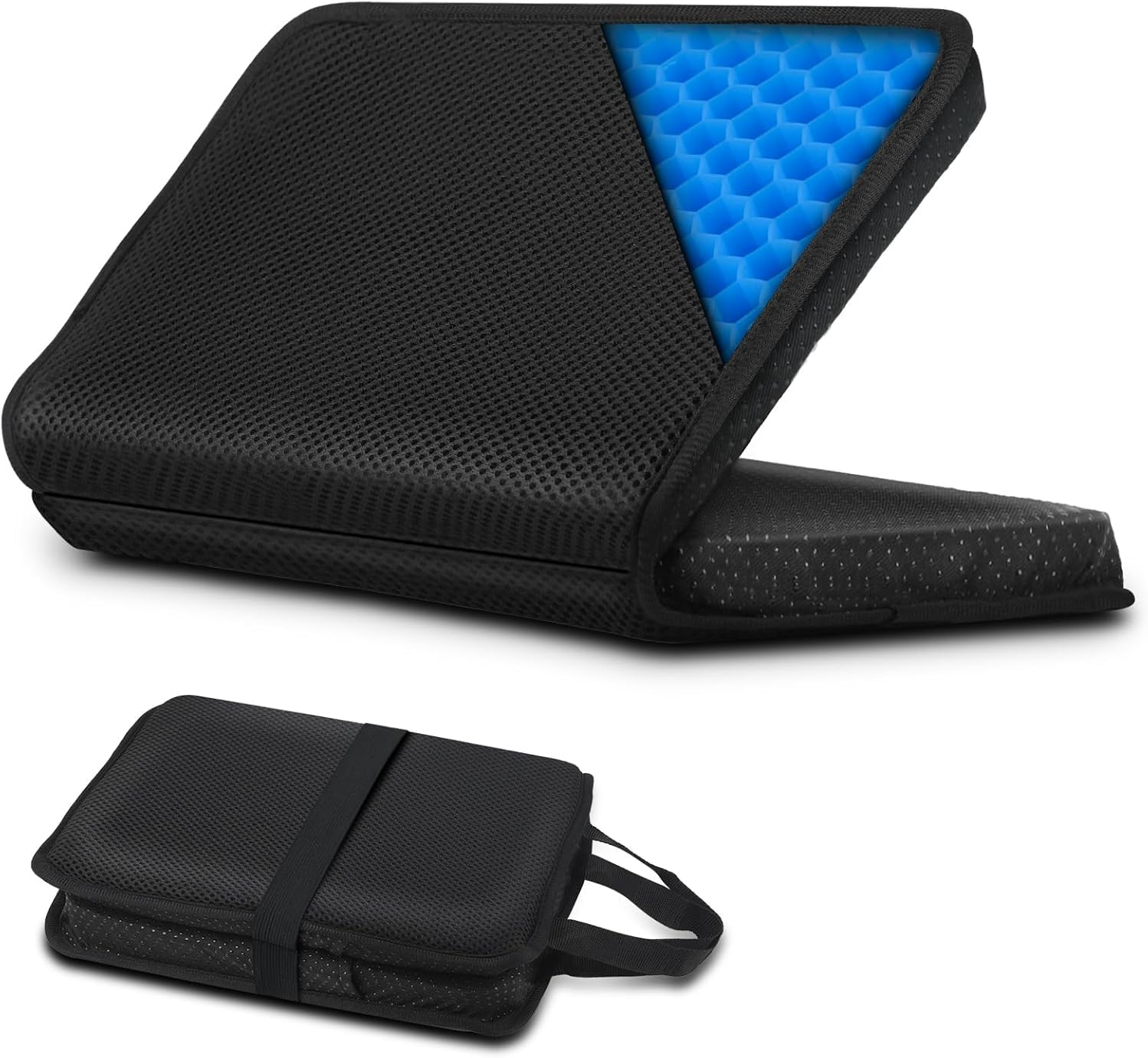 Gel Seat Cushion &ndash; Portable Plane & Travel Cushion &ndash; Gel Grid Design Soft Sitter for Ultimate Comfort &ndash; Foldable Cushions for Commute, Airplanes, Camping, Bleachers image number 1