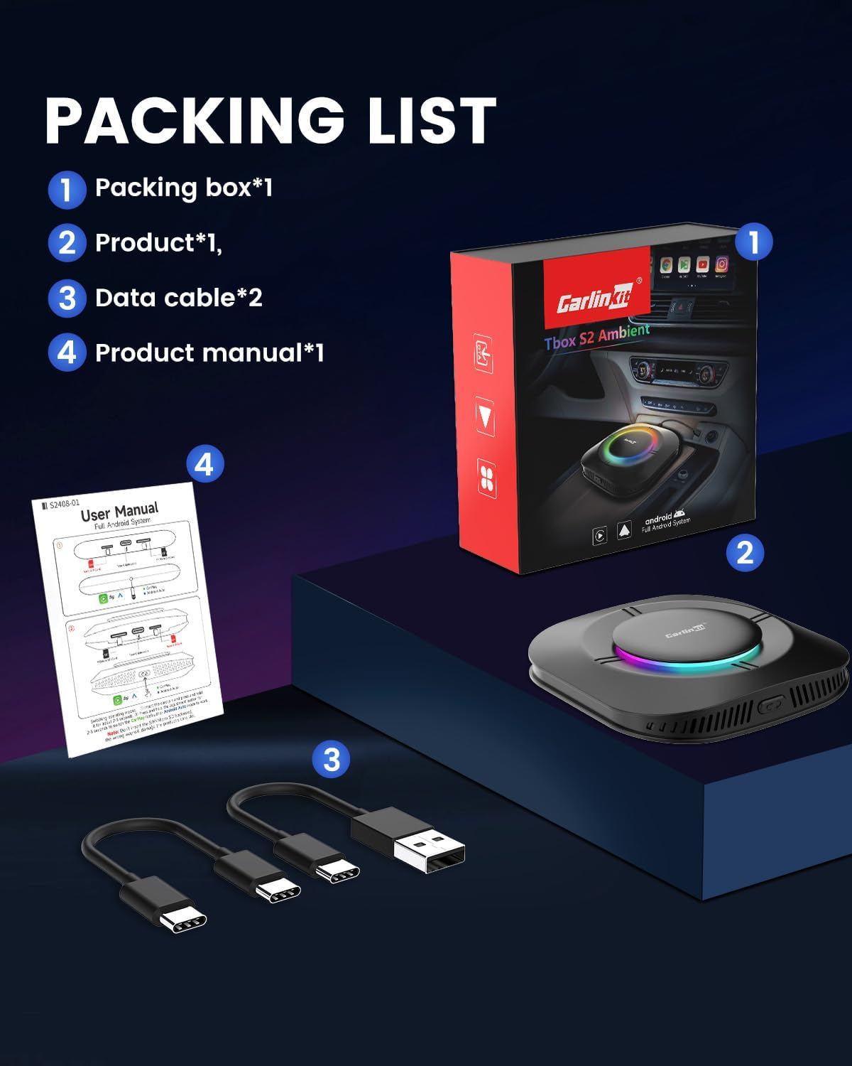 Carlinkit Aibox-Plus Android 13.0 Adapter, 8+128GB Standalone System, Wireless Carplay and Android Car, 3-In-1 Multimedia Box for Cars with Wired Carplay image number 4