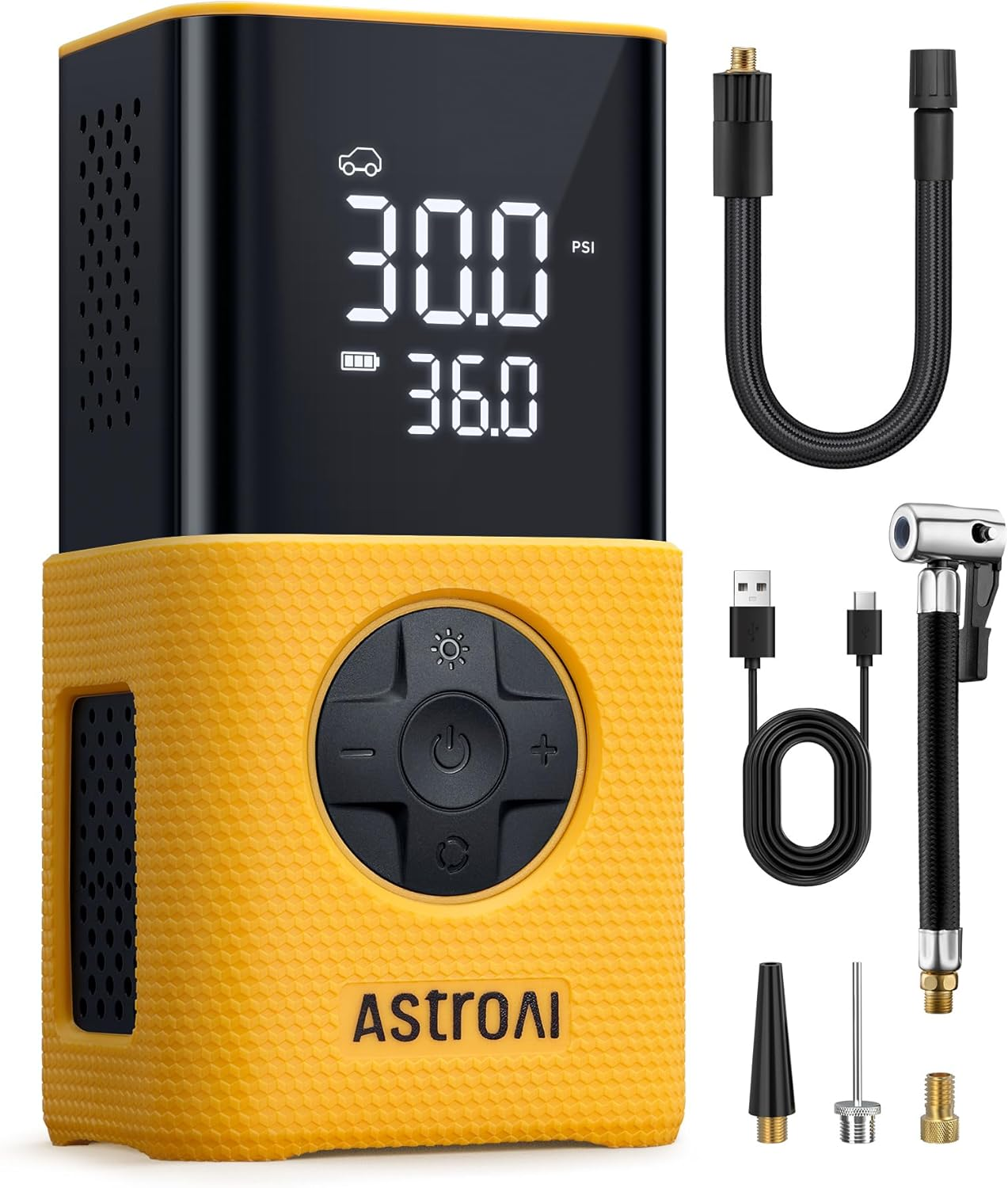 Astroai L7S Tyre Inflator Portable Air Compressor Cordless Bike Pump with Digital Dual Values Display, 150 PSI Car Tyres Pump with LED Lights Air Pump for Cars, Motorcycles, Bikes, Balls image number 3