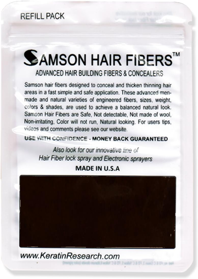 (Dark Brown) - Hair Building Fibres DARK BROWN Refill Kit by Samson Large 25 Grammes Made in USA Hair Concealer image number 1