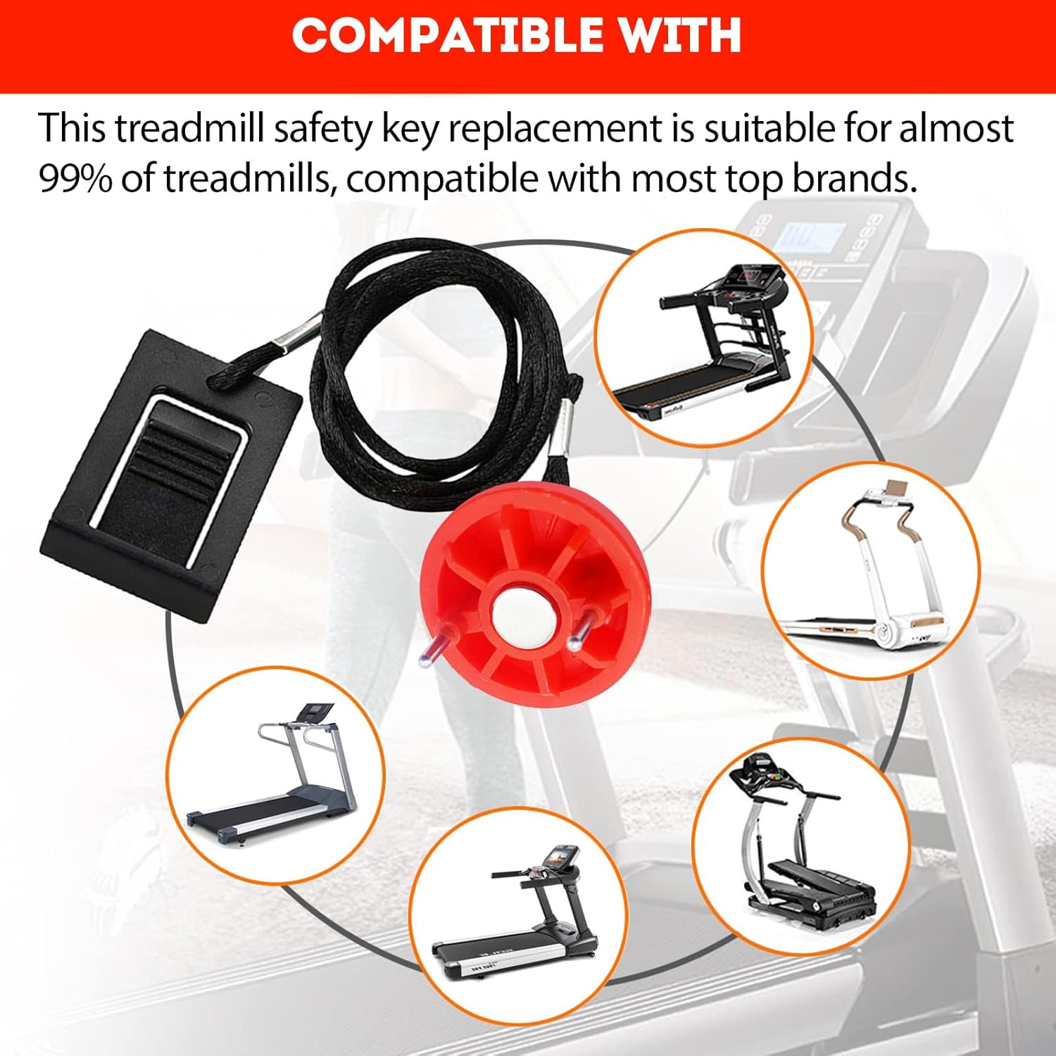 Treadmills Safety Key, Treadmill Universal Magnet Key Replacement Safety Key - 2Pcs, for Nordictrack, Proform, Image, Weslo, Reebok, Epic, Golds Gym, Healthrider Treadmills image number 1