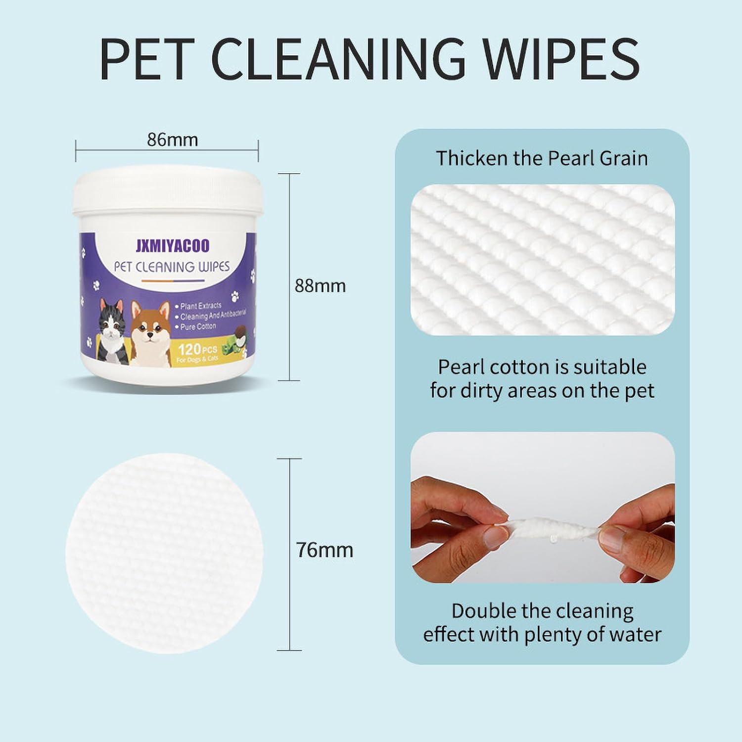Pet Eye Wipes for Dogs & Cats - Tear Stain Remover & Cat Eye Cleaner | 120Psc 280G Hypoallergenic Biodegradable Pads with Coconut Oil & Aloe Vera | Dog Eye Pads, Lick-Safe Formula