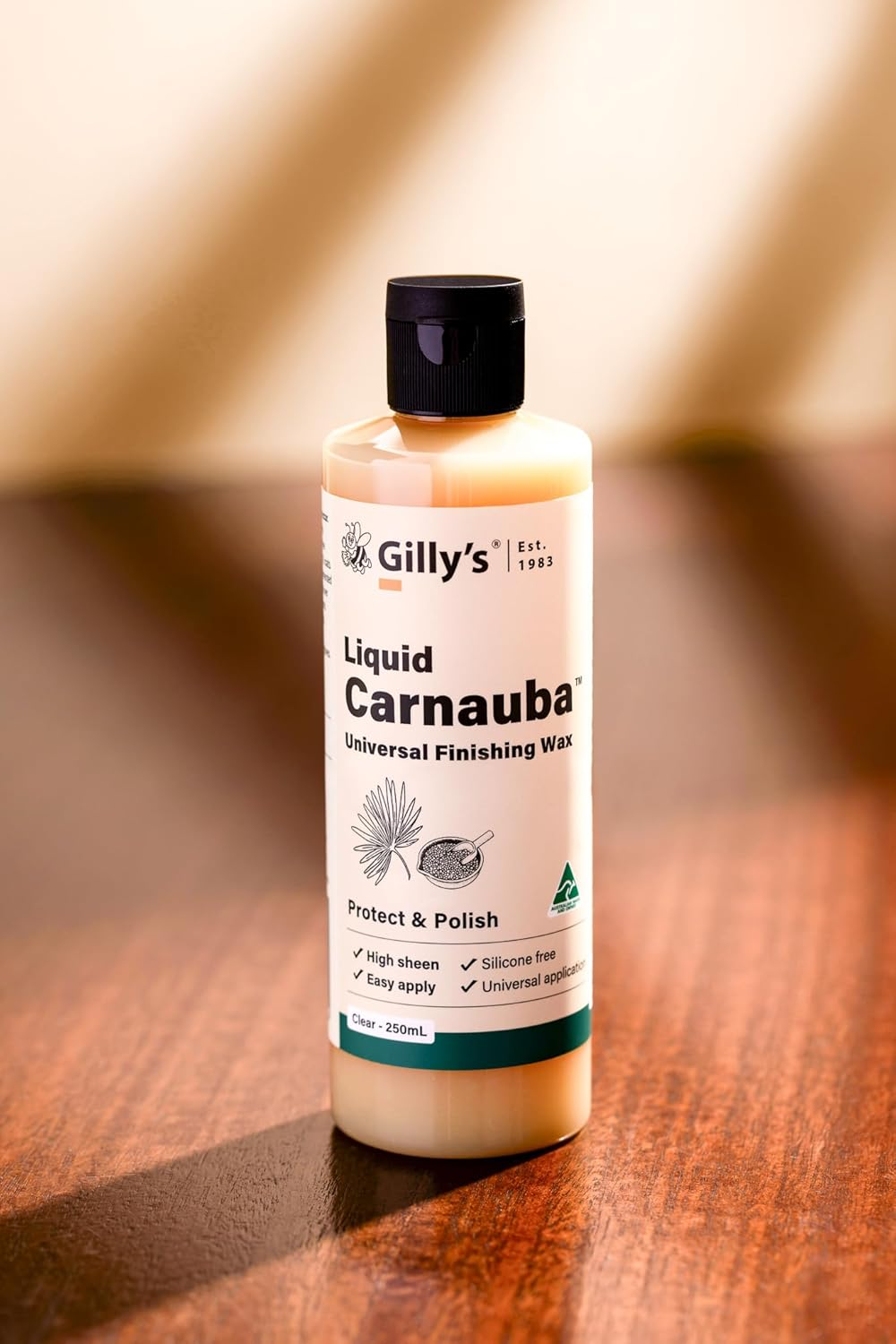 Gilly&rsquo;S Liquid Carnauba 250Ml | Premium Natural Timber & Surface Finishing Wax | High-Sheen Carnauba Wax for Wood, Concrete, Stone & Marble | Protective, Easy-Apply Satin Finish