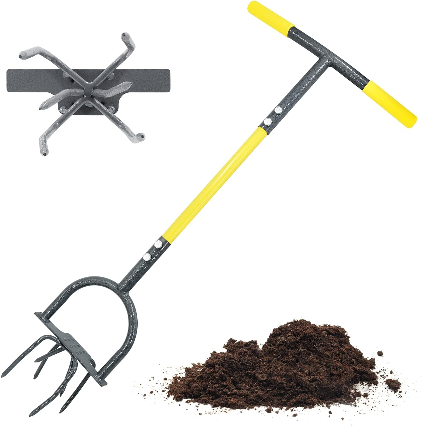 Jardineer Hand Tiller Garden Claw, Garden Twist Tiller Heavy Duty, Manual Soil Cultivator Tiller for Flower Box and Raised Bed