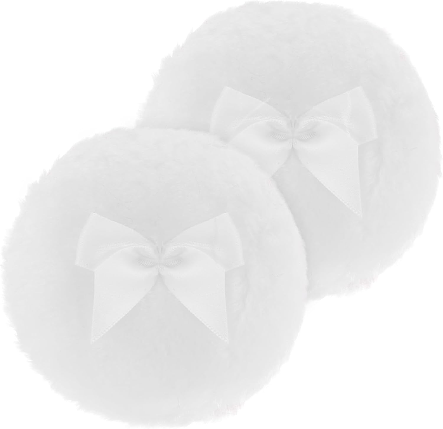 Sibba Large Fluffy Powder Puff - 4 Inch Ultra Soft Washable Reusable Velour Face Body Puff for Loose Powder - Wet Dry Makeup Tool (White)