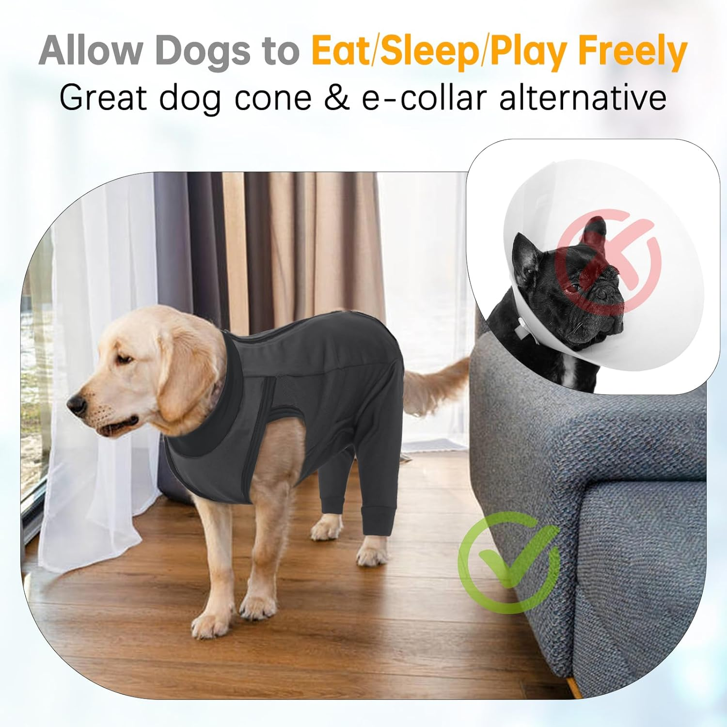 Lelepet Dog Recovery Suit for Front Legs, Dog Sleeve to Stop Licking, Elbow Protector for Leg Injuries Shoulder Wounds after Surgery Male Female,Zippered Long-Sleeved Shirt Cone Alternative(S-3Xl) image number 2