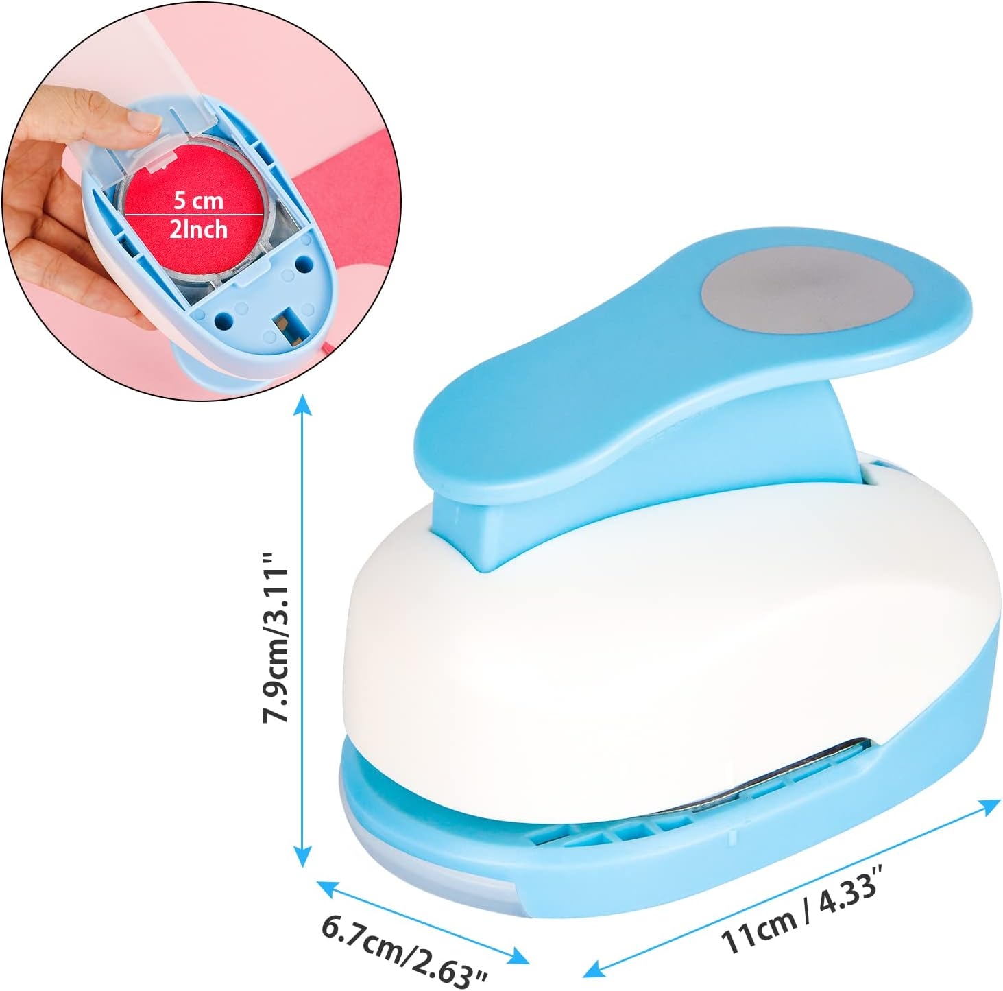 Circle Paper Punch, 2" Large round Shape Craft Puncher - Scrapbooking Punches, DIY for Art Projects (Circle) image number 3