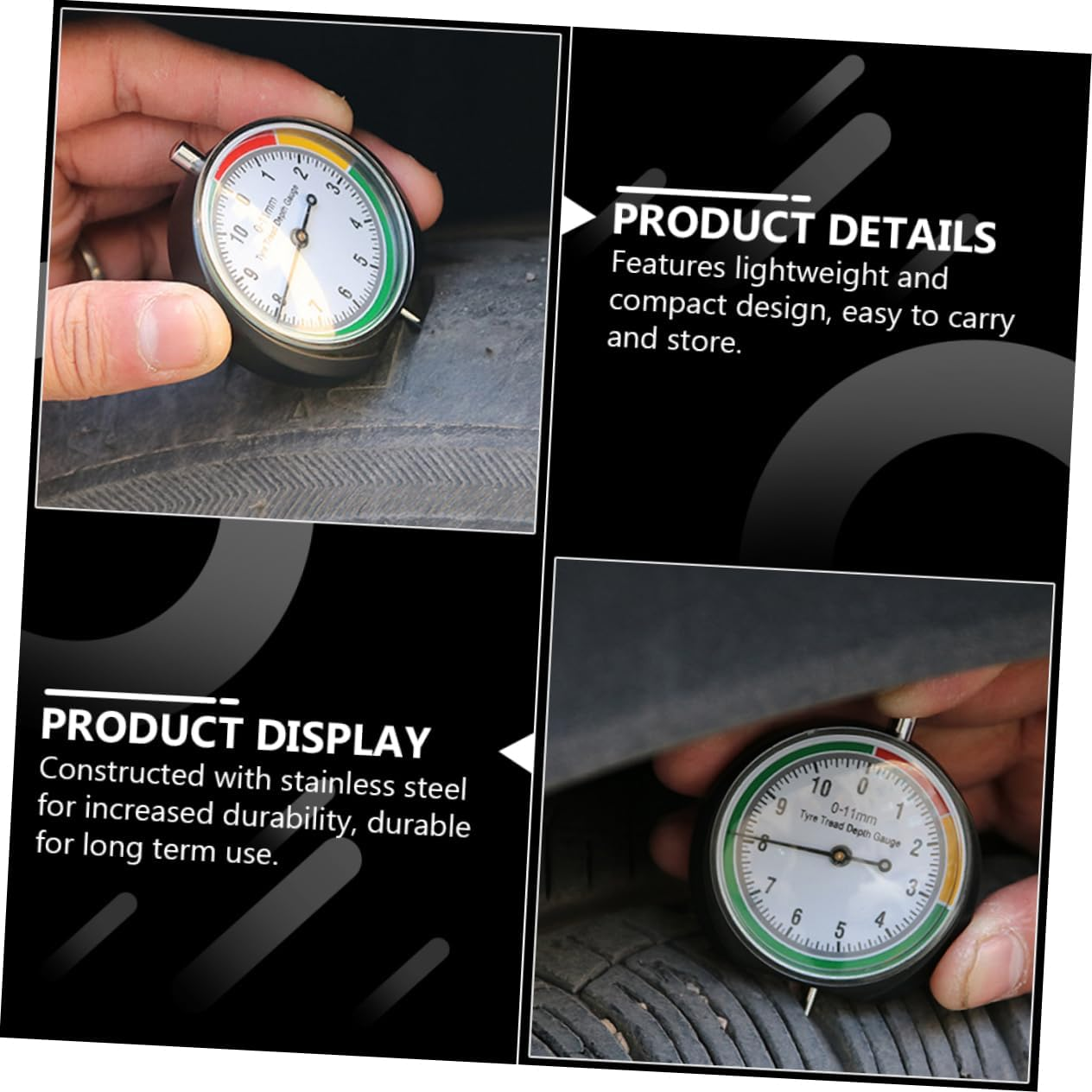 LALADEFIEE 2Pcs Car Tire Tread Depth Gauge Tyre Depth Tester Tool for Trucks and Minivans Accurate Measurement Automotive Tire Monitor image number 2