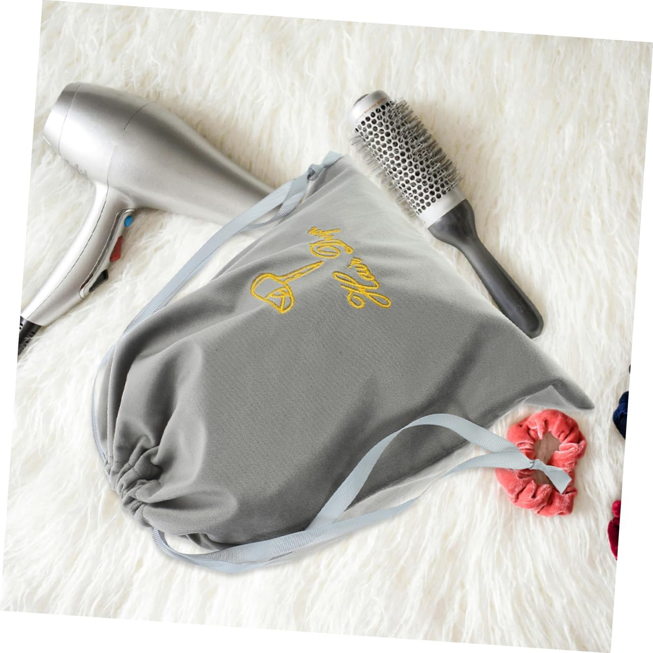 WOONEKY 2Pcs Hair Dryer Storage Bags Travel Cosmetic Bag Drawstring Hair Blower Pouch image number 6