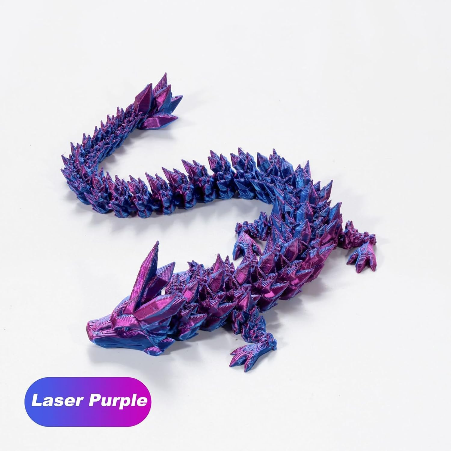 3D Printed Dragon in Egg, Full Articulated Crystal with Dragon Egg, Home Office Decor Executive Desk Toys, Adults Fidget Toys for Autism/Adhd (Laser Purple, 12") (Blue) image number 6