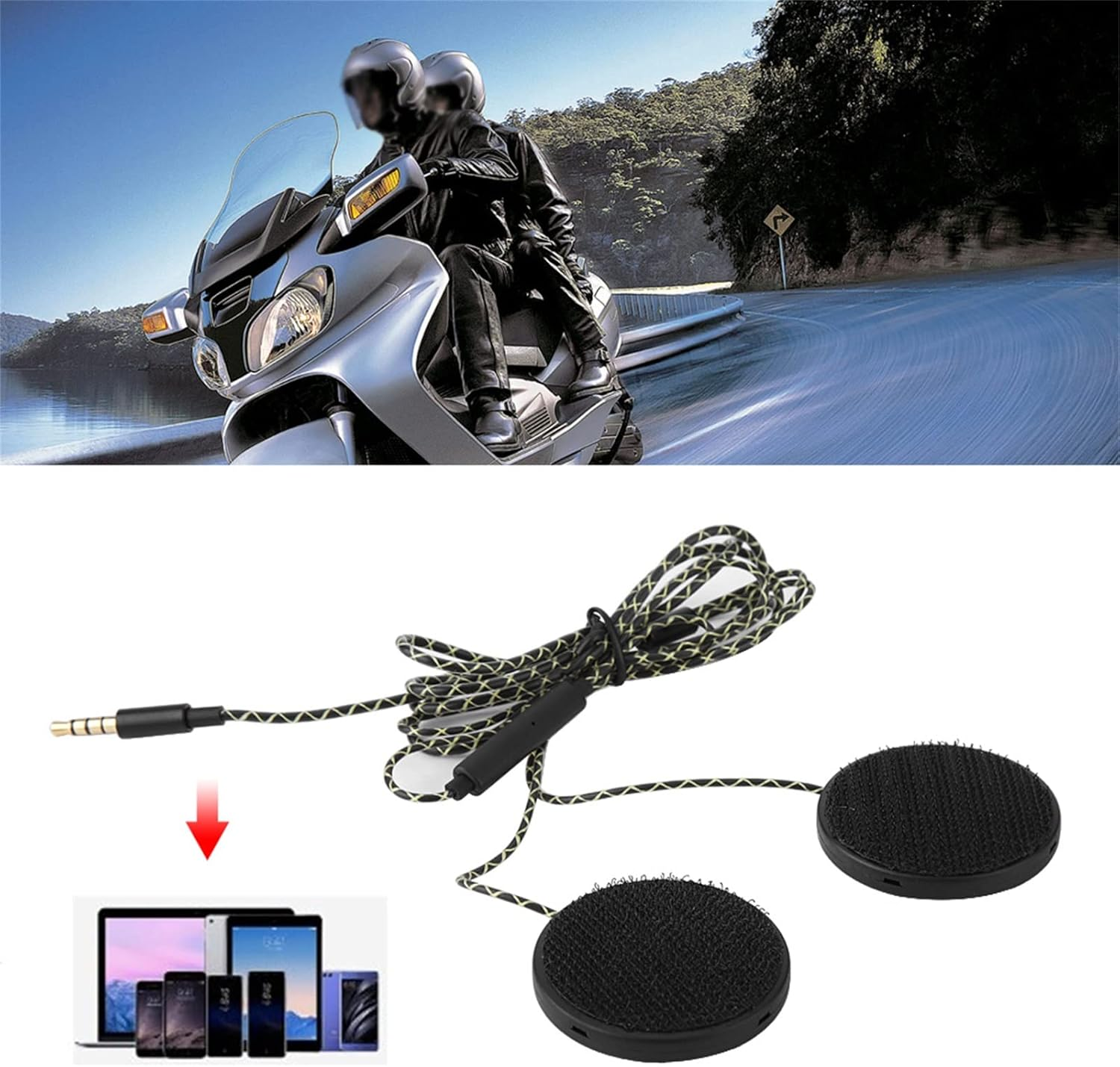 Motorcycle Helmet Headset, Waterproof Motorcycle Headphones Wired Helmet Sports Headset Helmet Earphone Universal Racing Helmet Speakers for Motorcycle Skiing image number 2