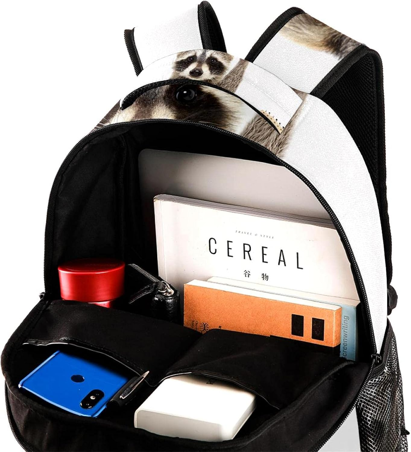 Funny Raccoon with Electric Guitar Backpack Students Shoulder Bags Travel Bag College School Tote Backpacks image number 5