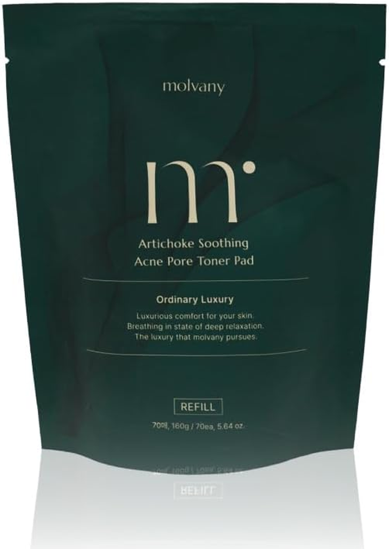 Molvany Artichoke Soothing Toner Pad Refill, Acne Care & Pore Tightening, Calming Exfoliating Pads for Sensitive Skin, Vegan Korean Skincare, Non-Comedogenic, 60 Pads image number 4