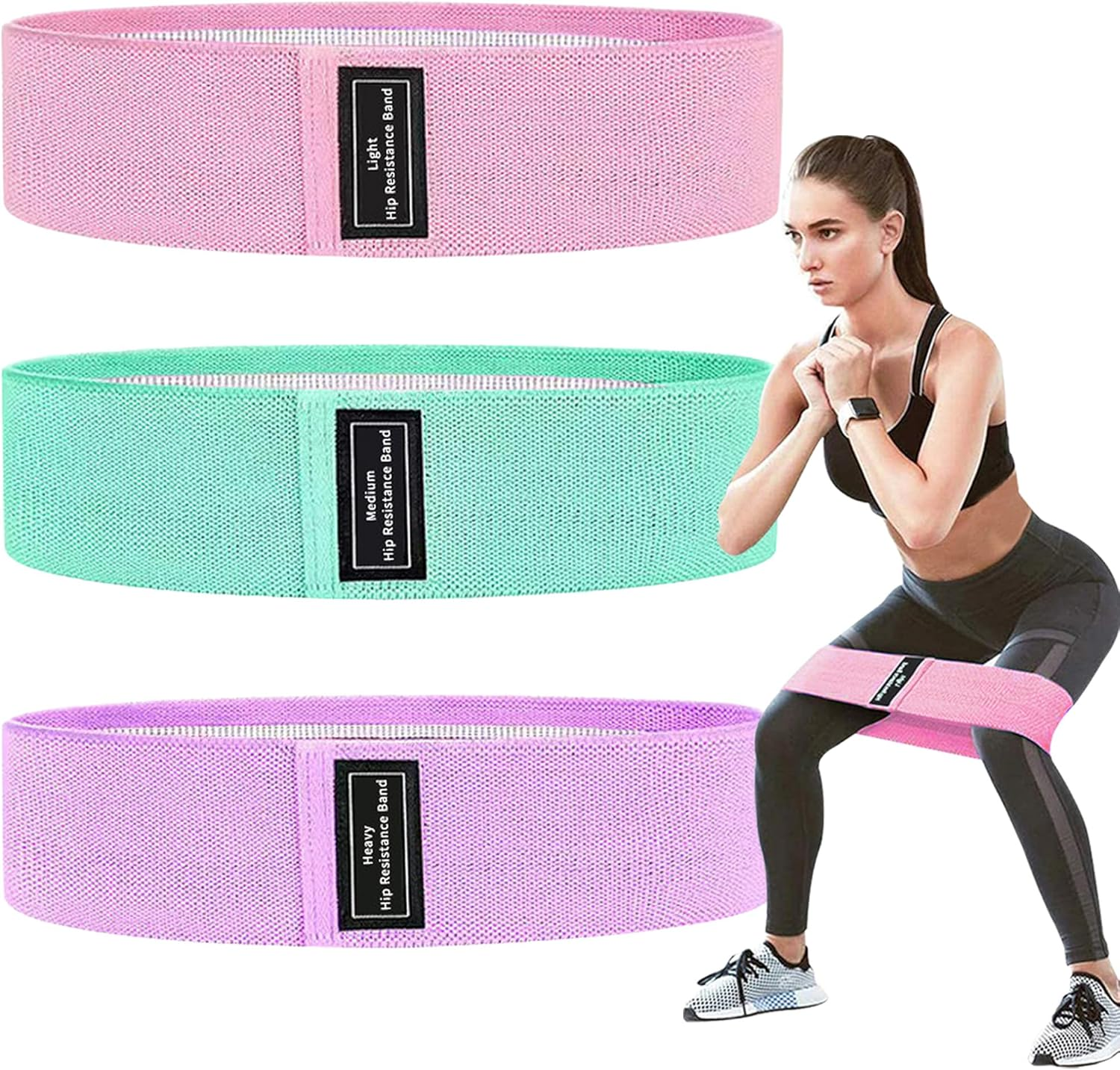 Resistance Bands Set, Upgrade Exercise Bands with Non-Slip Design for HIPS & Glutes Booty Bands for Women and Men, Workout Bands for Home Fitness, Yoga, Pilates image number 5
