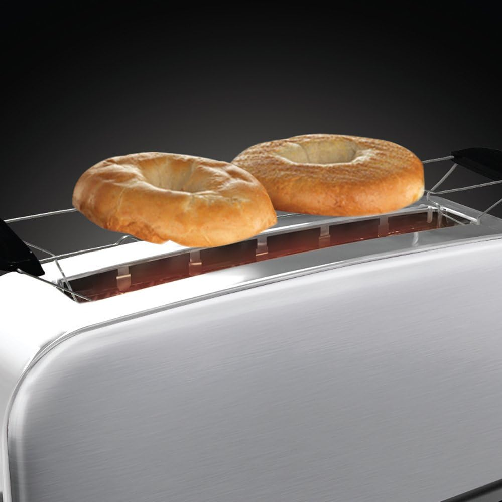 Russell Hobbs Toaster [Long Slot for 2 Slices / 1 Wide Slice of Bread] Adventure Stainless Steel (Extra Wide Toast Slot, Includes Bun Attachment, 6 Browning Levels + Defrost Function, 1000W) 21396-56 image number 3