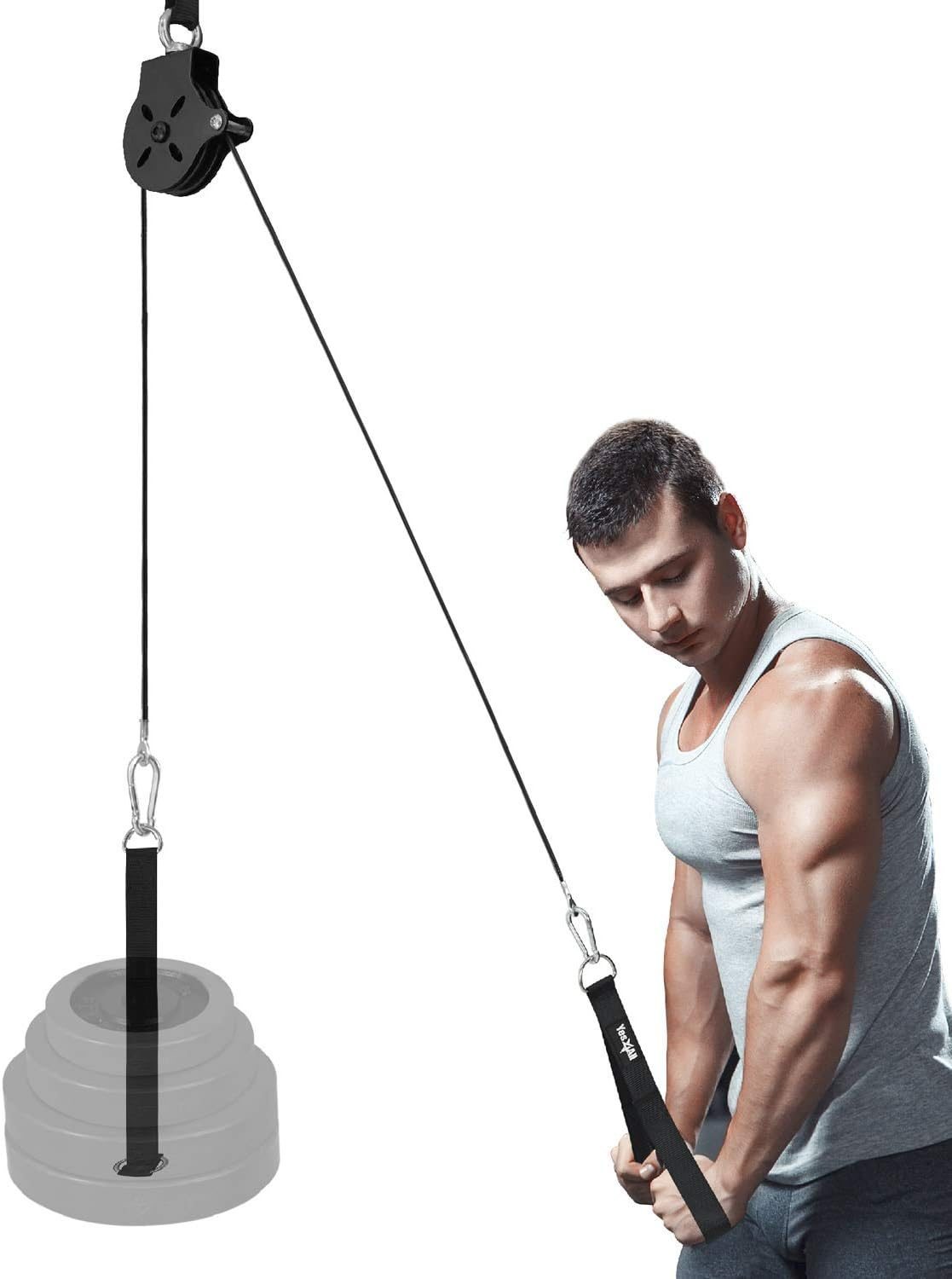 Yes4All Weight Plate Loading Pin 1 Inch and 2 Inch, Fitness LAT Cable Pulley System Gym, Heavy Duty Gym Equipment for Home with Tricep Rope Cable Attachment