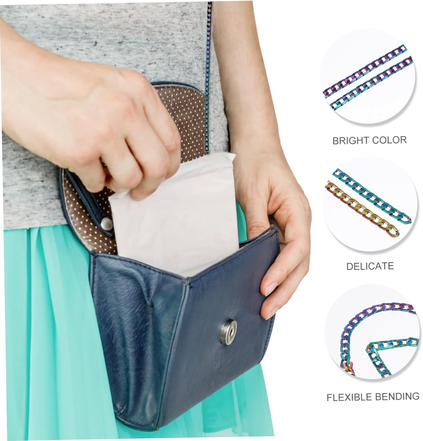 Quality Handbag Chain Bag Chain Decor Tote Bags Women Satchel Shoulder Hand Straps image number 6