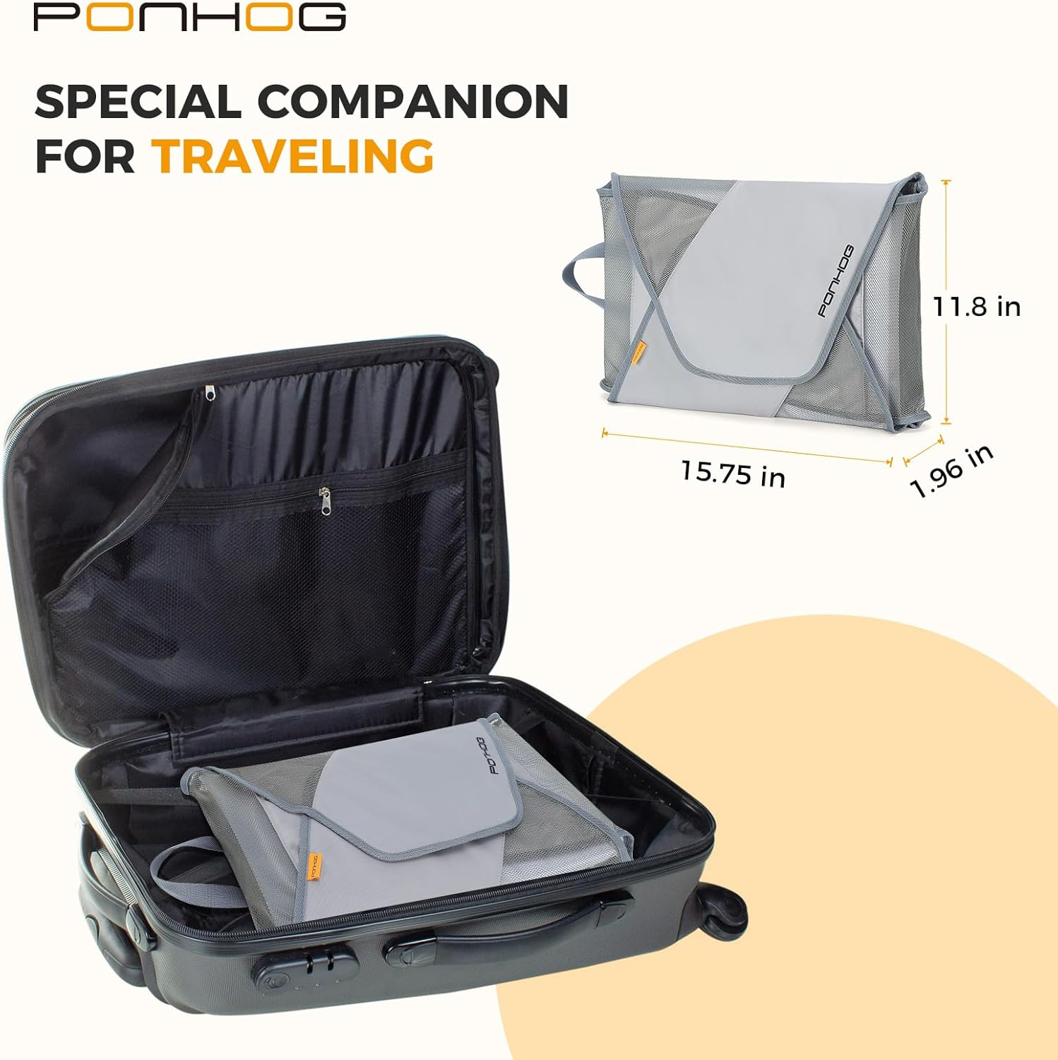 Ponhog Garment Folder - Original Garment Packing Folder Premium Travel Garment Bag Foldable Clothes Shirt Bags Luggage Accessory with Wrinkle-Free Folding Board and Compression Wings Grey, Grey, 1 PCS image number 4