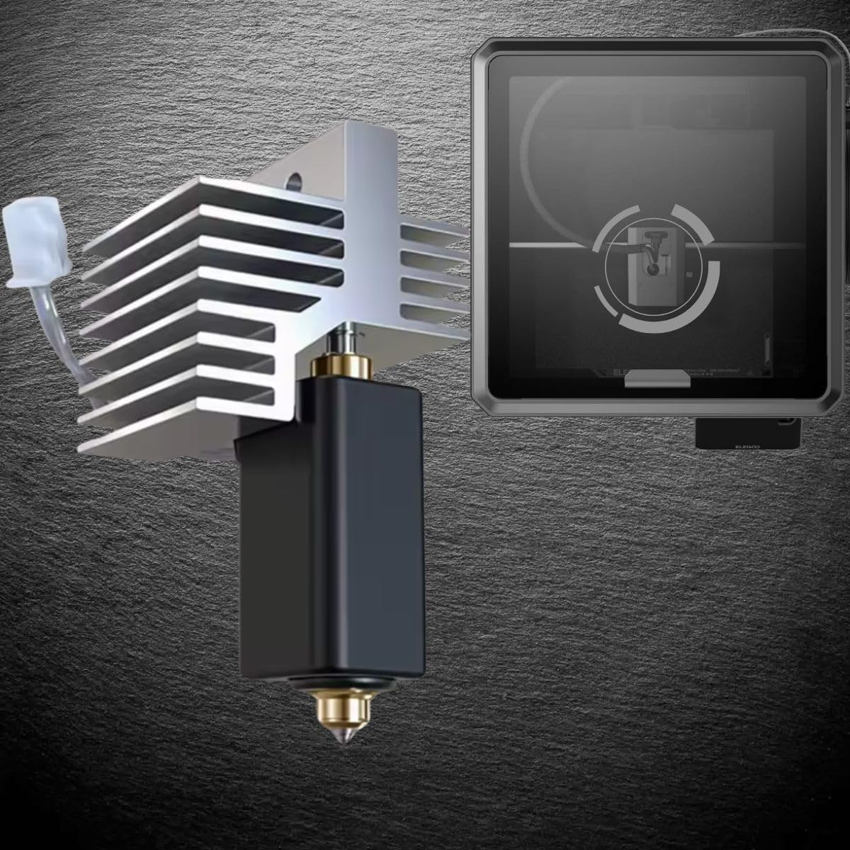 Centauri Carbon Hotend, Ceramic Hotend Kit for Elegoo Centauri Carbon, 0.4MM Hardened Steel Nozzle & Brass Nozzle, Heat Sink, 3X Silicone Socks, 2X Nozzle Brushes - Direct Replacement Extruder Part image number 5