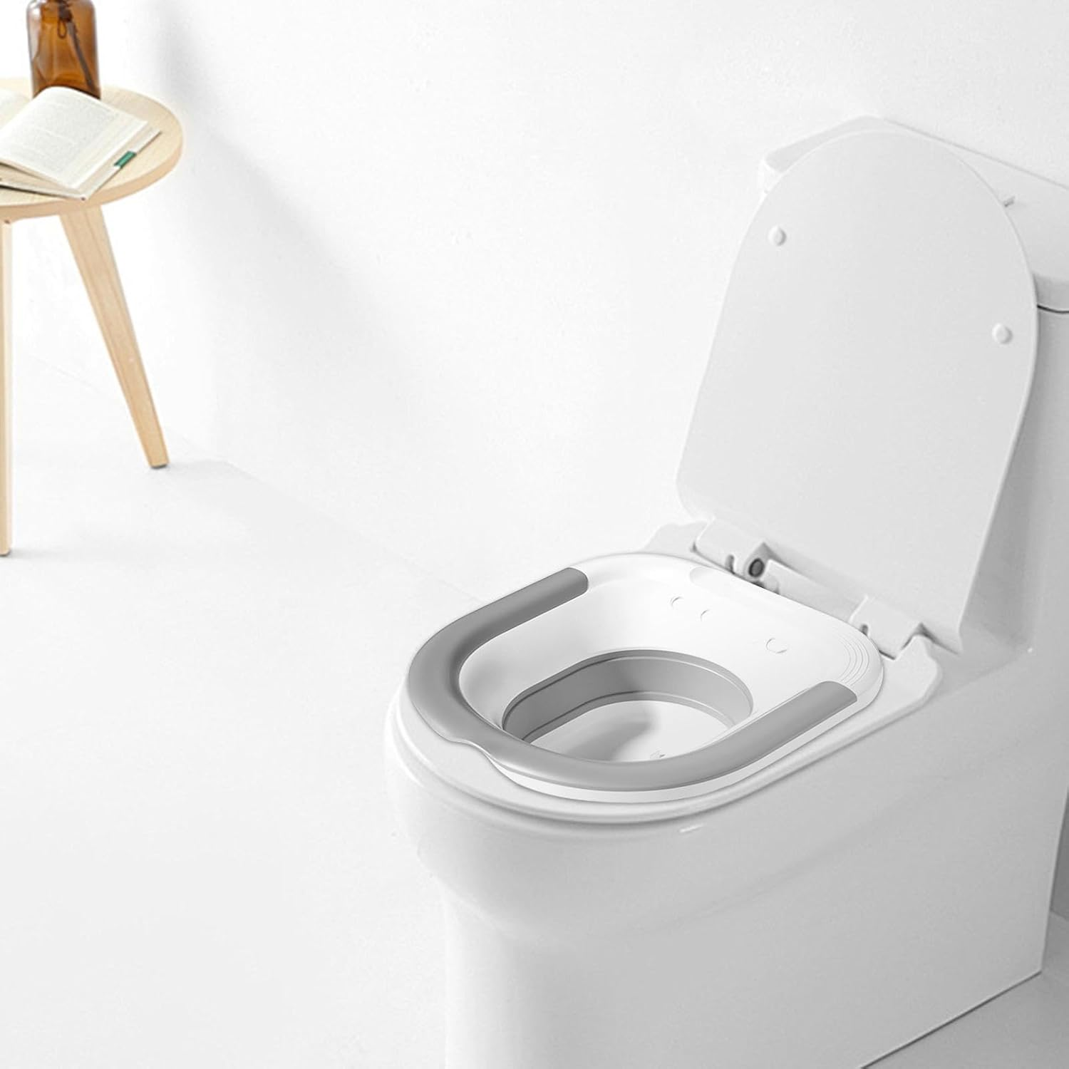 Bmucp Folding Toilet Seat Bath, Folding Seat Bathtub for Toilet - Portable Ergonomic Washbasin Bathtub Sit Bust Toilet, North Squat Bath Soak Sitz Bath Washbasin Hemorrhoid Patient Care Postpartum