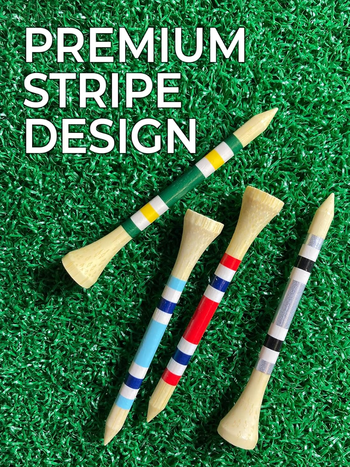 Pride Sports Nova Bamboo Golf Tees, Silver/White/Blue, 3.25 Inch (45 Pieces) image number 5