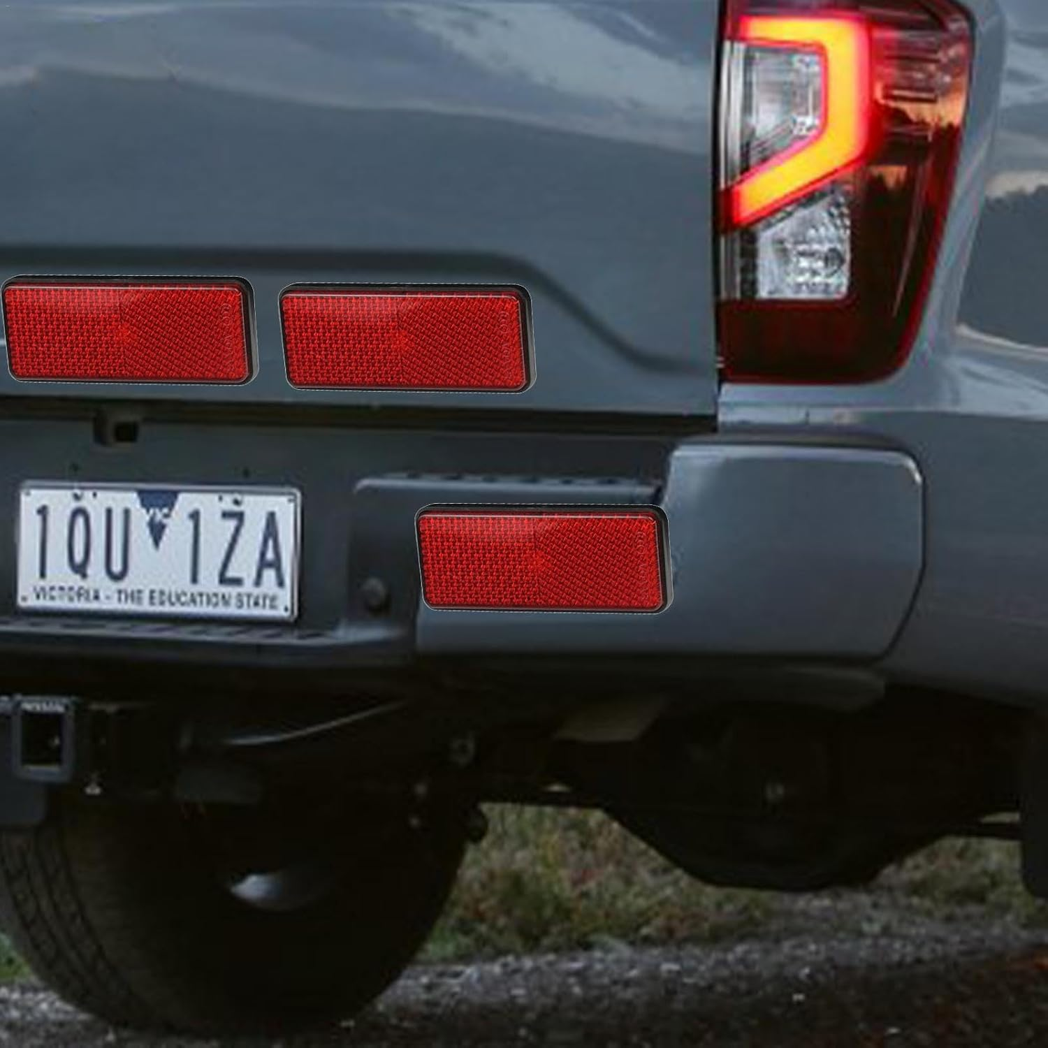 Motorcycle License Plate Reflectors - Red Rectangle Reflective Warning Reflector,Screw Mount for Night Riding, Reflective Gear, Motorcycle Accessories for Enhanced Visibility image number 6