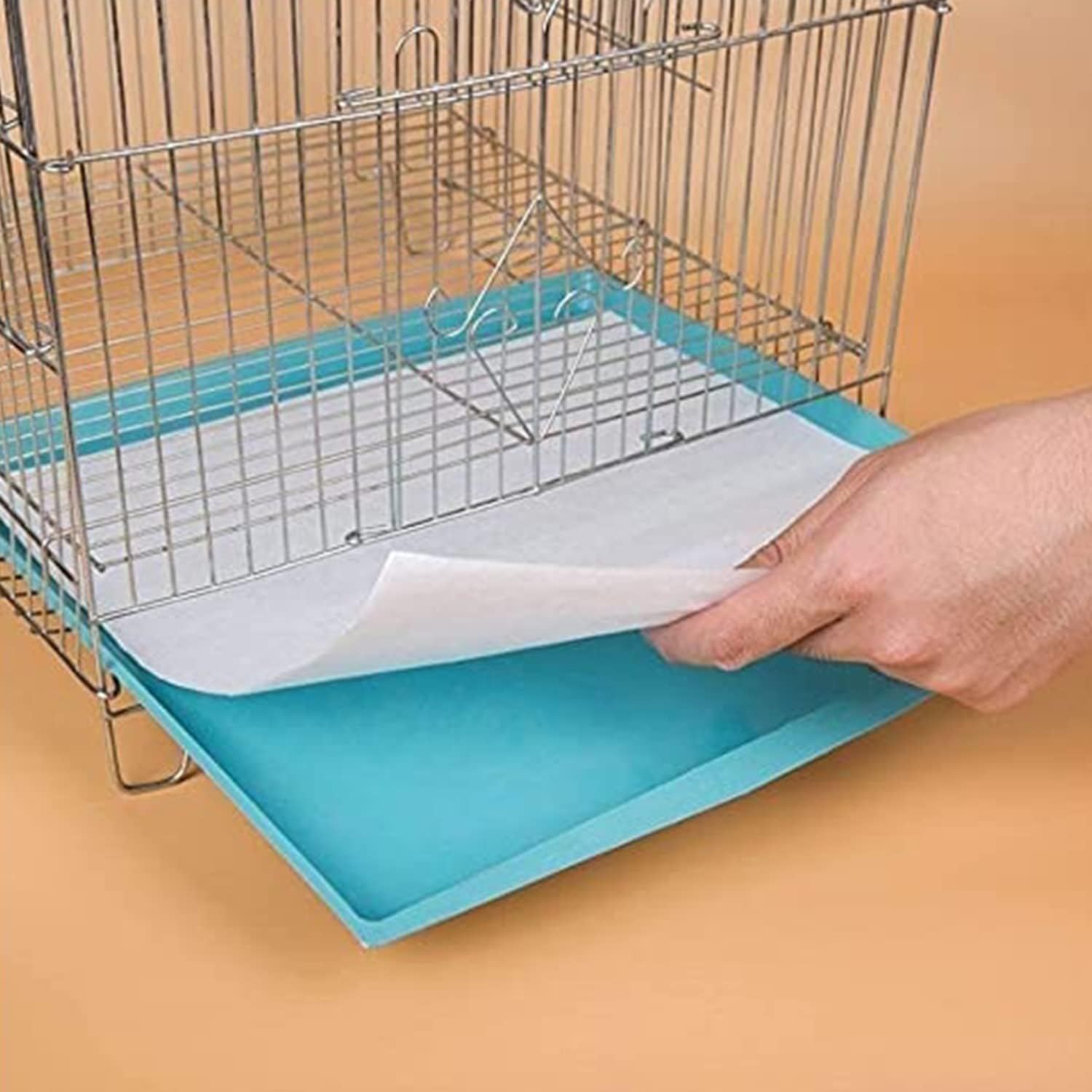 Gigicloud 100 Pieces Bird Cage Liner Paper, Disposable Bird Cage Paper Liners Precut Absorbent Fecal Tray Cages Cushion Pad Mat Cuttable Pet Animal Cages Cushion for Bird Parrot, 10.5'' X 8'' image number 2