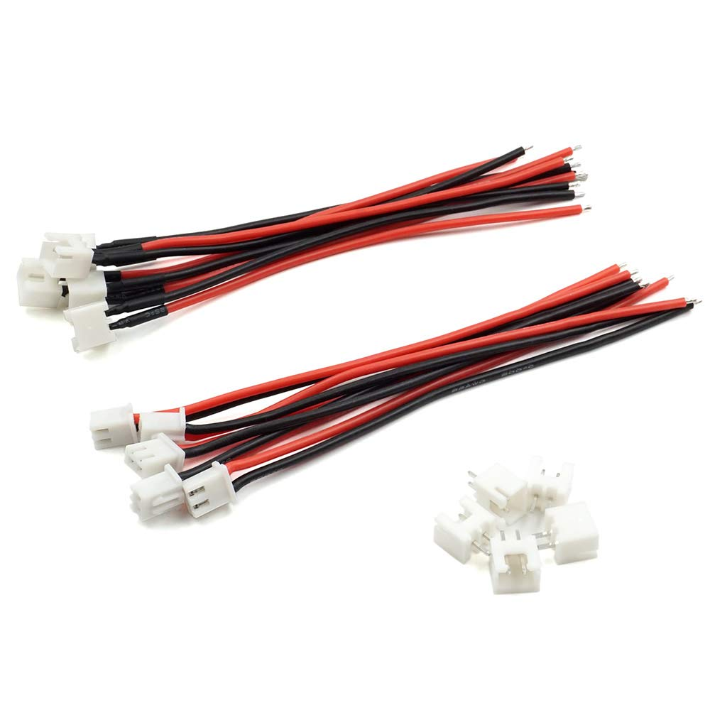 5 Pairs JST-XH 2.54Mm 1S 2 Pin Balance Plug Lead Socket Male and Female Connector with 10Cm Silicone Wire Cables image number 1