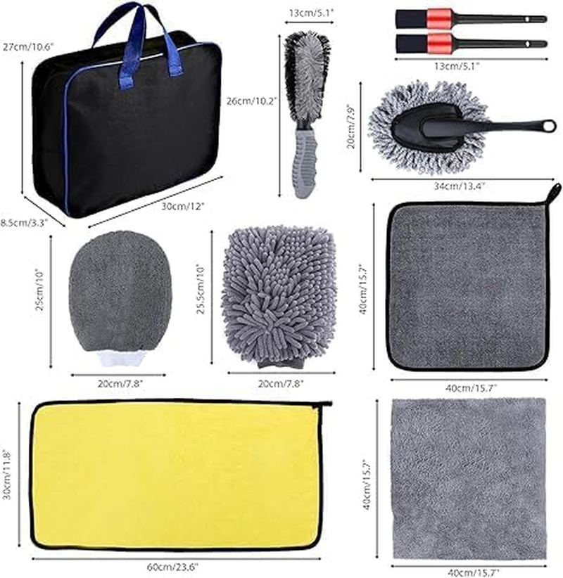 ZANZER 10Pcs Pro Car Wash Kit: Wheel Brush Set, Auto Cleaning Tools, Extendable Rim Cleaner with Storage, Detailing Brushes & Microfiber Towel for Interior/Exterior Wheels/Dashboard/Air Vents image number 4