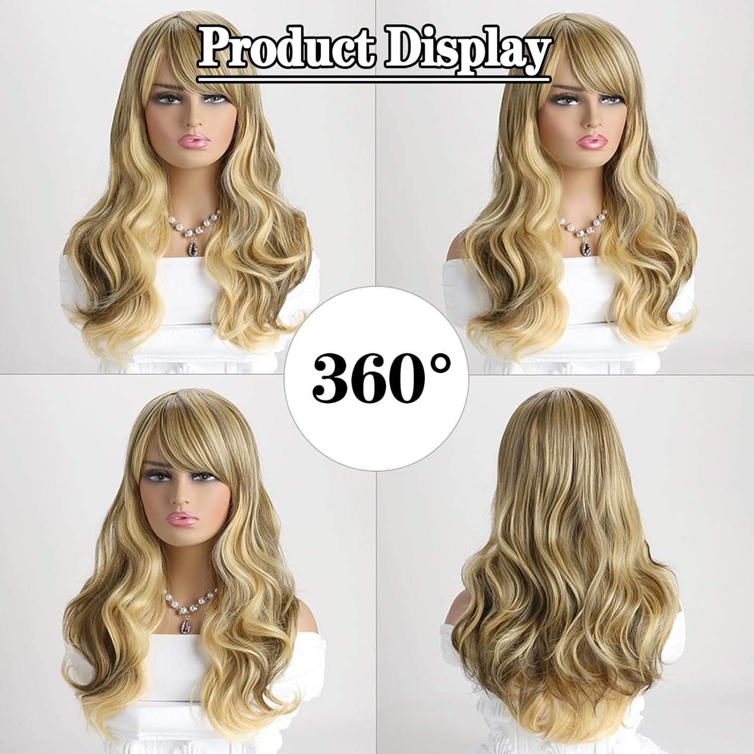 KUBDPQOR Women'S Blonde Wig - Charming Long Hair Wig, Irresistible Blonde and Elegant - Ideal for Everyday Use and Special Occasions