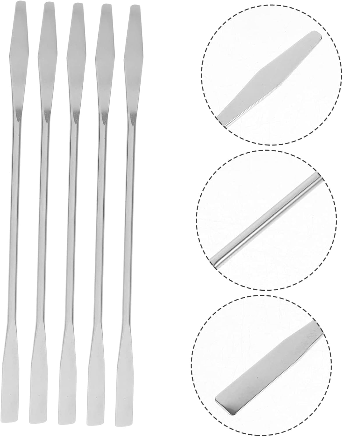 Gatuida 5Pcs Stainless Steel Makeup Spatula Cosmetic Mixer Tool for Foundation Stirring Professional Long Spatula for Makeup Mixing image number 3