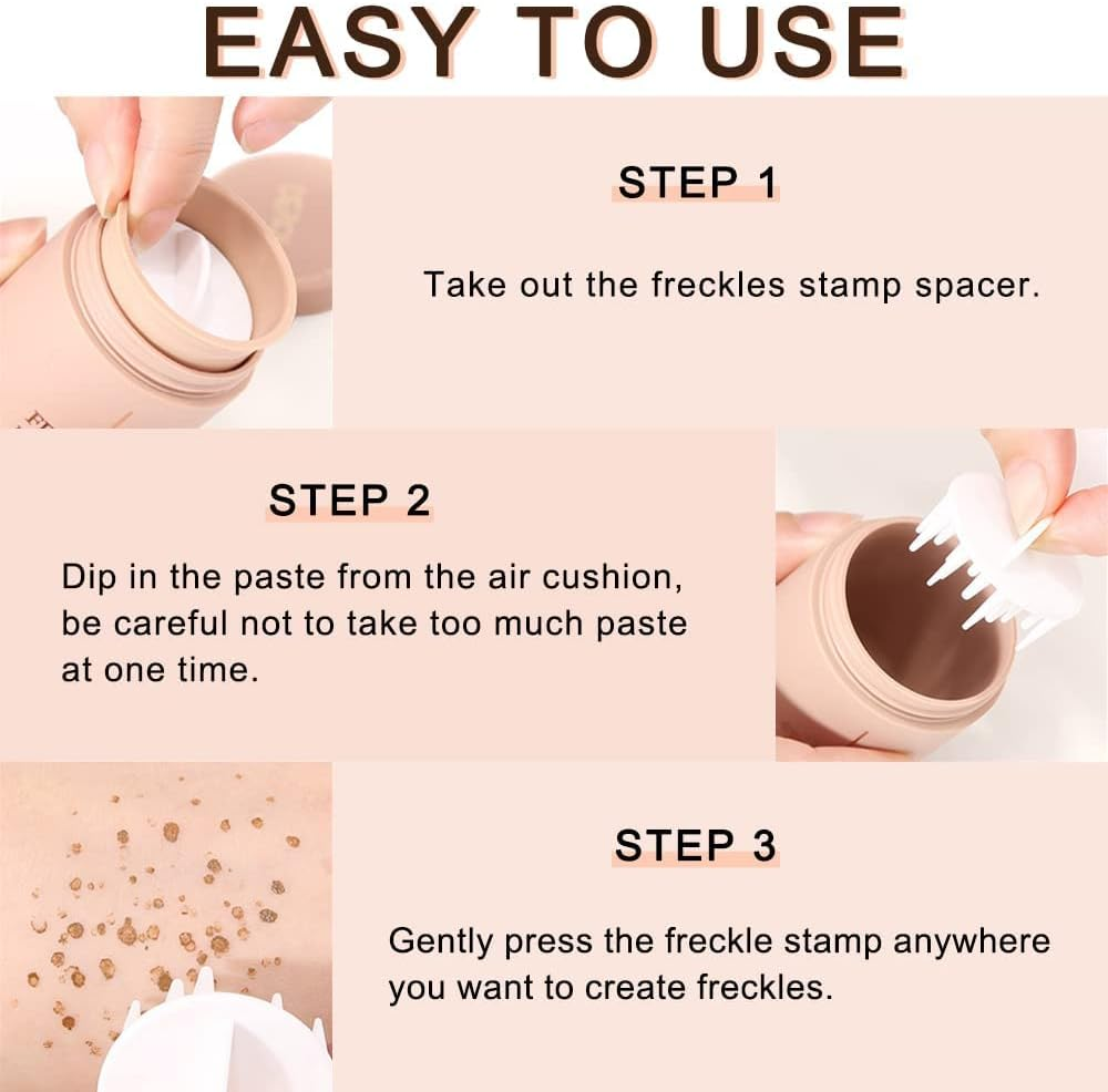 Upgrade Liquid Freckle Pen, Liquid Fake Freckles Stamp Air Cushion, Waterproof Long Lasting Freckles Marker for Cheek, Magic Freckle Stamp for Natural Sunkissed Makeup (Gold, General) - Gold image number 4