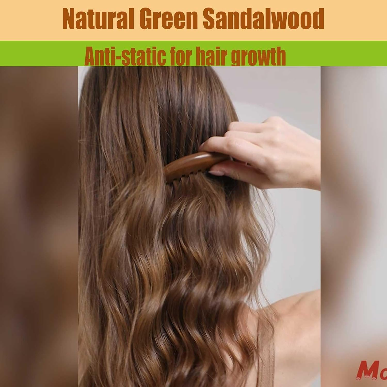 The Moreinday Wide Tooth Wooden Scalp Detangling Hair Comb for Women and Men - Green Sandalwood image number 3