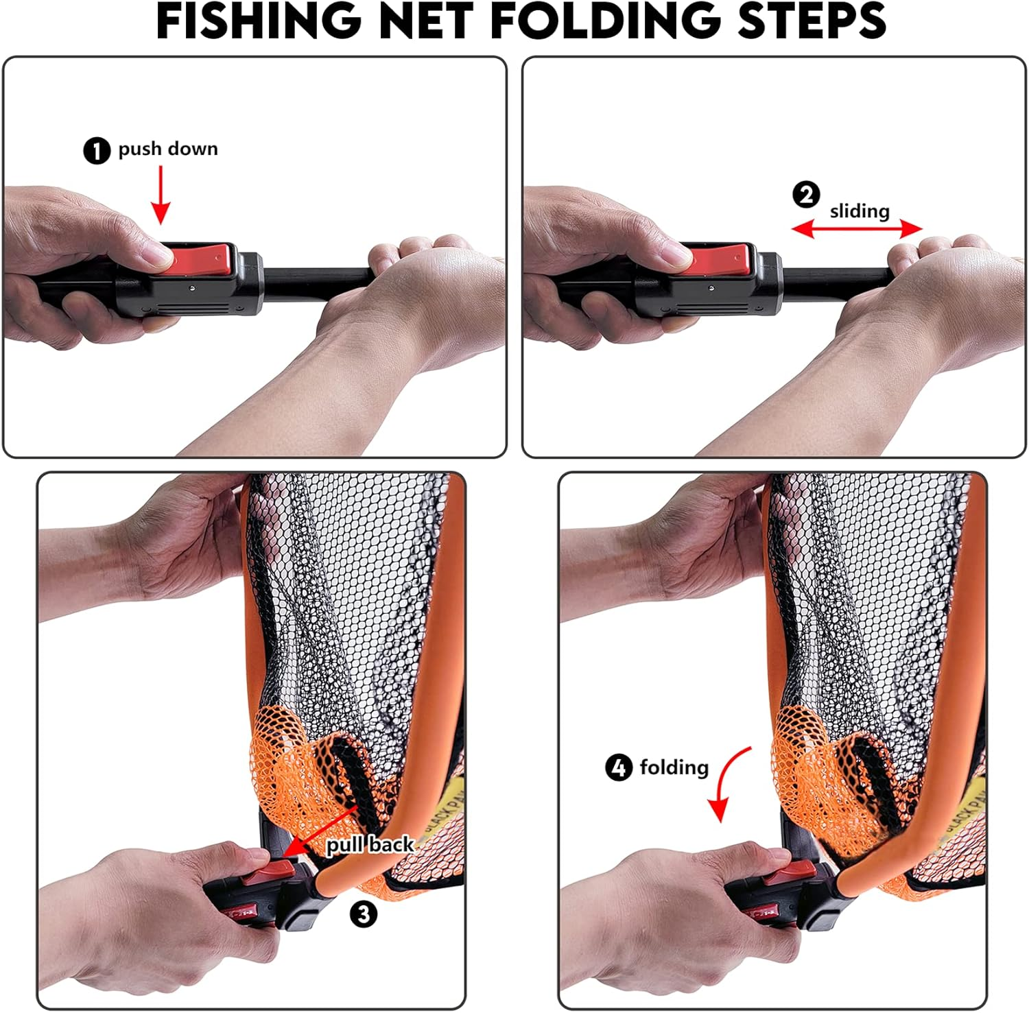 Black Paw Floating Fishing Net - Telescopic, Foldable, Rubber Coated Landing Net with Neoprene Foam Edging, Aerospace-Grade Aluminum, Easy Catch & Release of Fly, Salmon, Bass image number 2