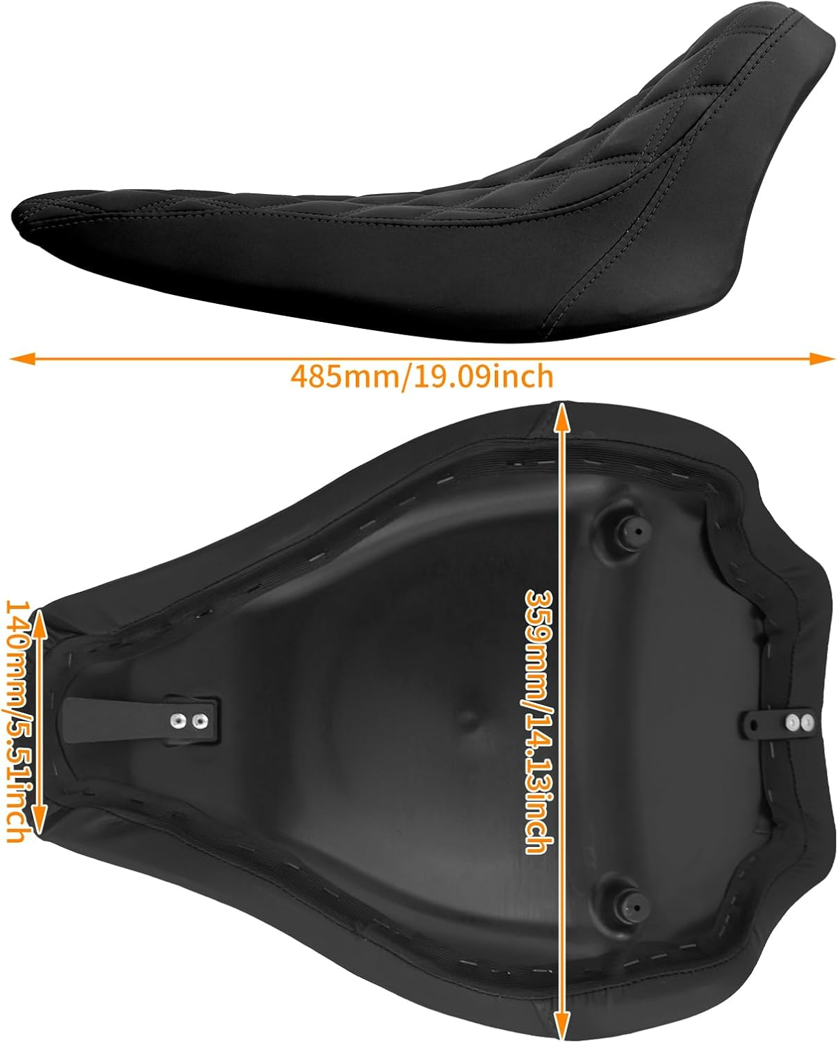 Motorcycle Front Driver Leather/Suede Cushion Pillion Seat Solo Seat Fit for Harley Softail Breakout 2013-2017 Rocker 2008-2017 (Black Stitching) image number 3