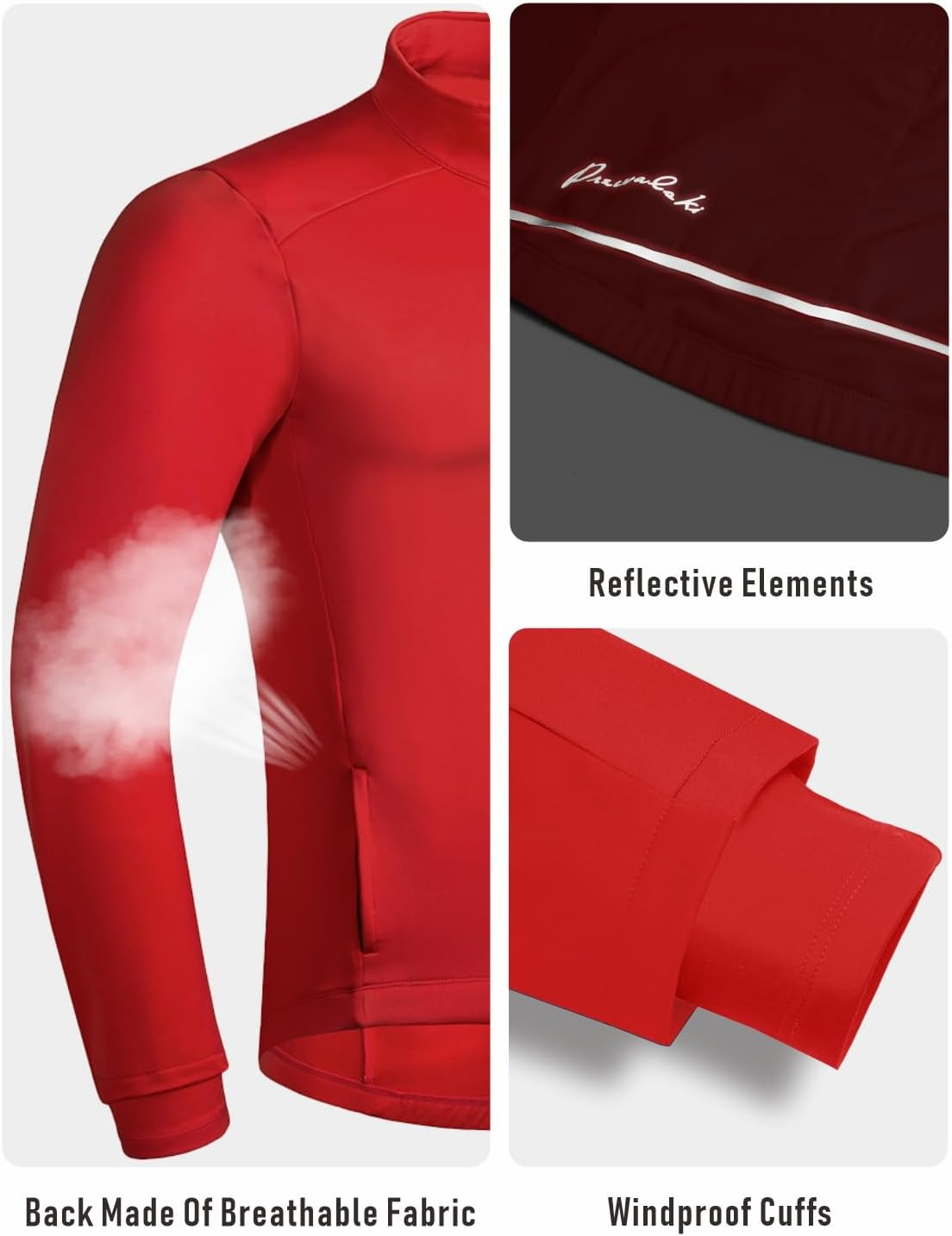Przewalski Cycling Bike Jackets for Men Winter Thermal Running Jacket Windproof Breathable Reflective Softshell Windbreaker image number 5
