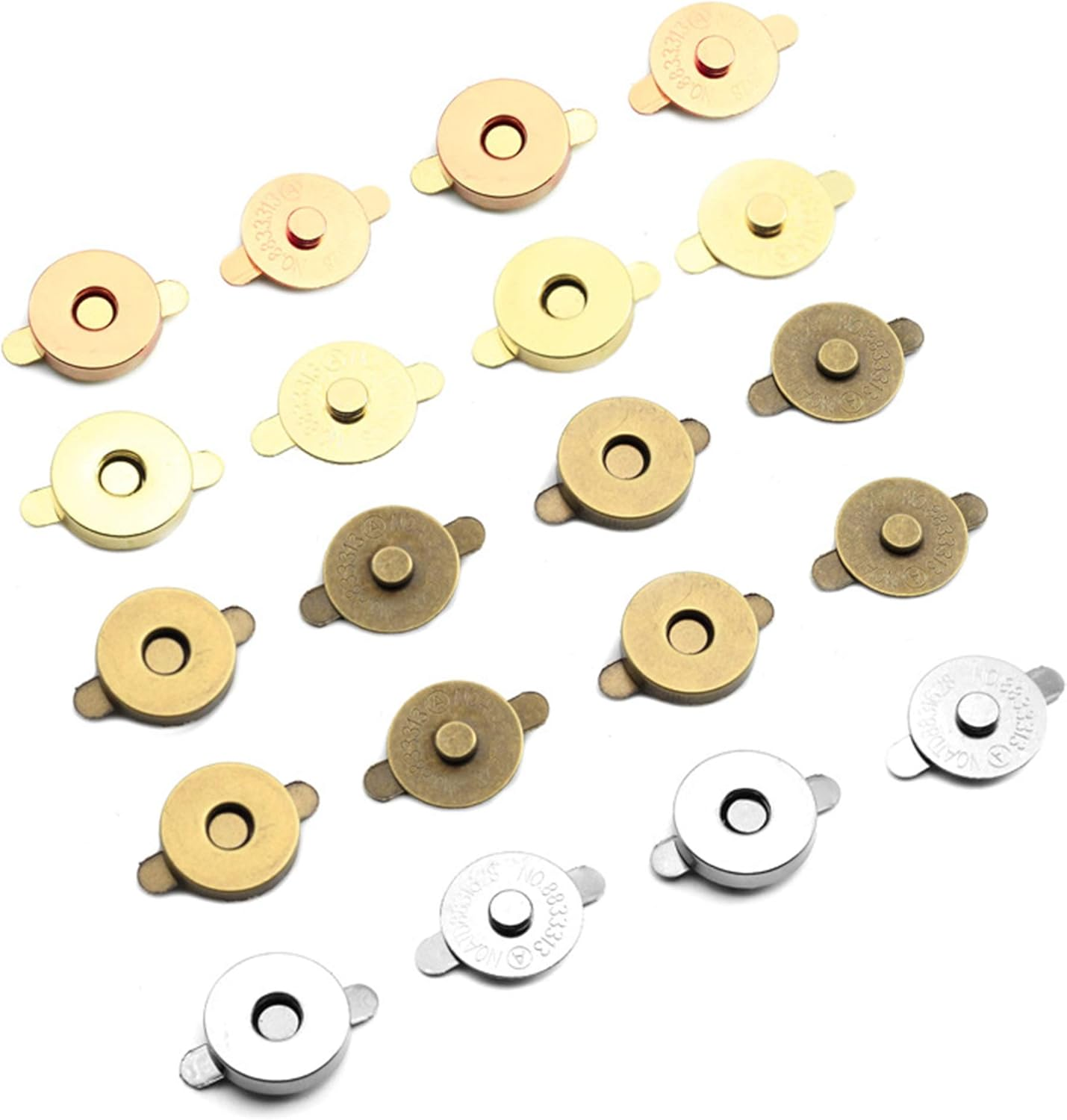 MYUBWTF 20 Set Magnetic Button Clasp Snaps, 3/4&ldquo; Purse Magnetic Bag Fastener Clasp, Magnetic Button Replacement Kit for Sewing, Craft, Purses, Bags, Clothes, Leather (Antique Brass)