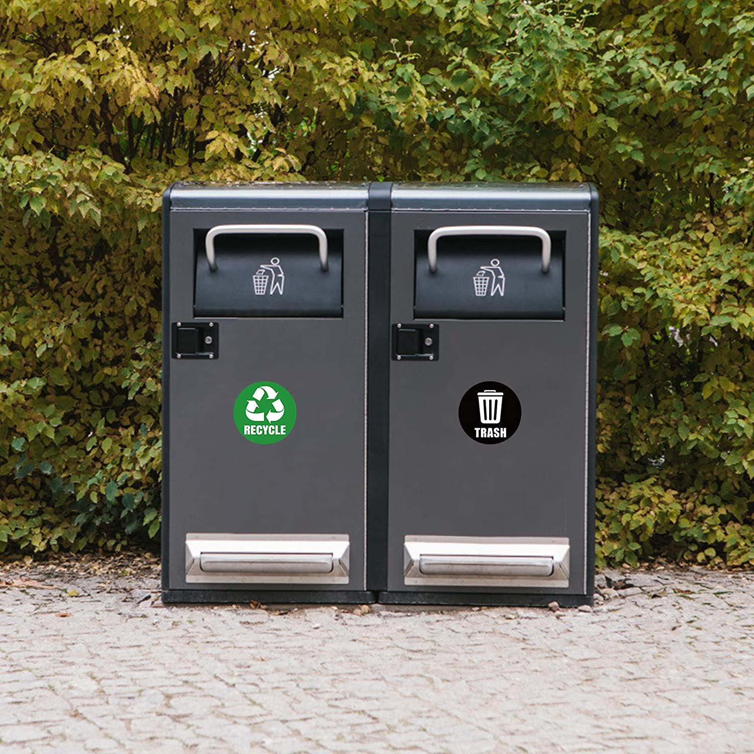 Self-Adhesive Recycle & Trash Bin Logo Stickers - round Signs for Trash Cans & Garbage Containers (6PCS) - Waterproof for Kitchen image number 2