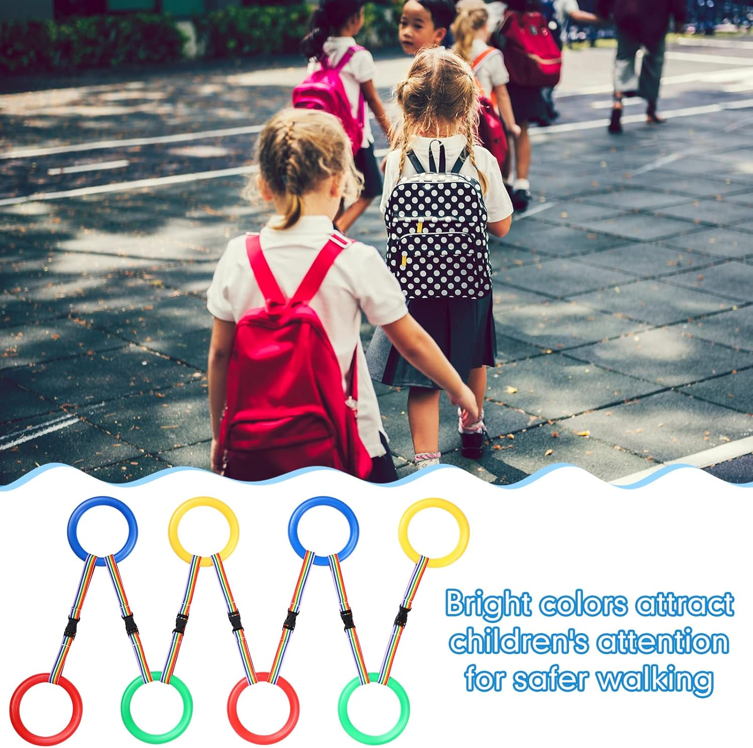 Chumia 8 Set Walking Rope for Preschool Toddlers Kids 4 Colorful Handles Outdoor Safety Line Detachable Transition Rope for Children'S Preschool Kindergarten Supplies Wrist Leashes image number 6