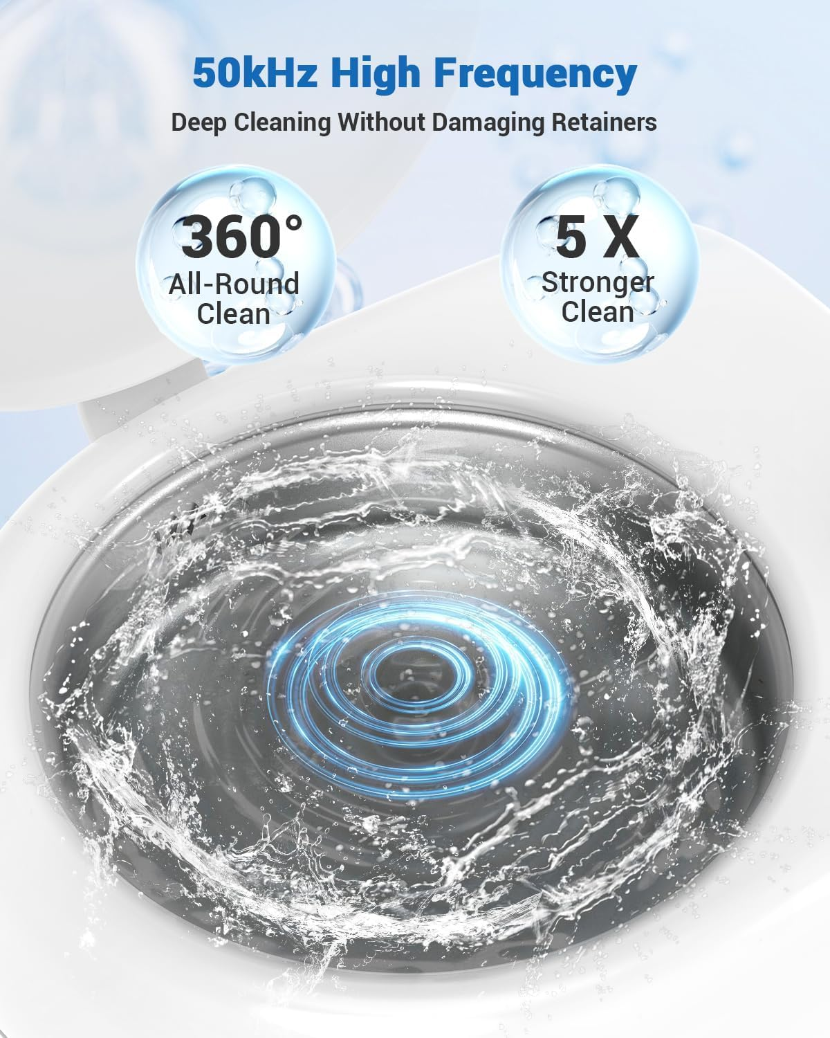 Ultrasonic Retainer Cleaner Machine 50Khz Portable Dental Pod for Dentures Mouth Guard Brace Toothbrush Head Fast Cooling Quiet Operation Universal Dental Appliance Cleaning image number 4