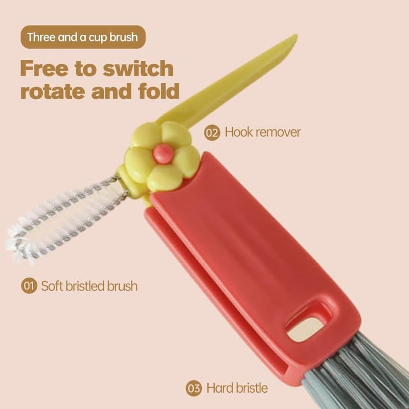 3 in 1 Cup Lid Cleaning Brush, 2024 Multifunctional Crevice Portable Cup Lid Cleaning Brush for Bottle Gap Tight Spaces Cup (A-3 PCS) - A-Blue image number 3