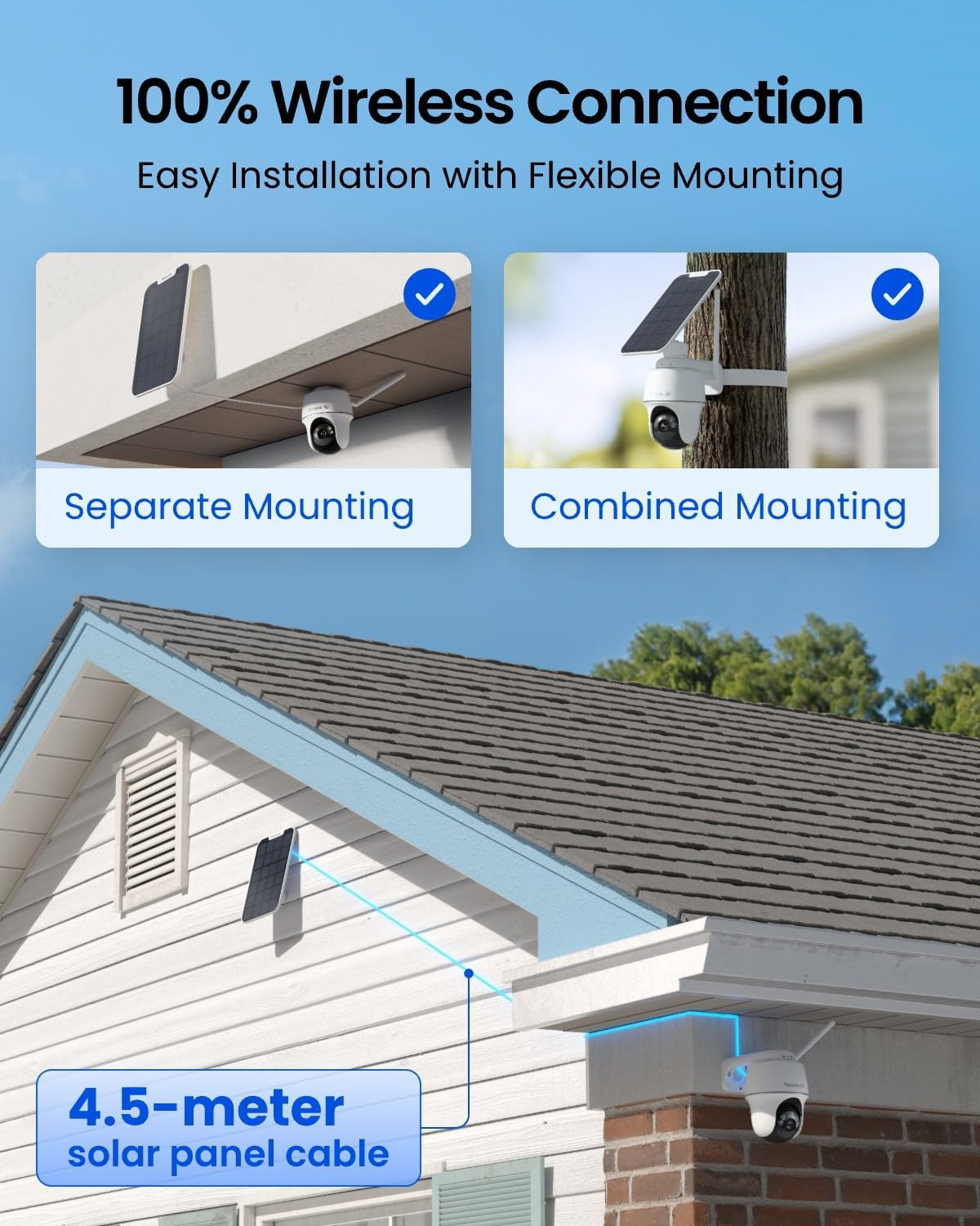 REOLINK 4K Solar Security Cameras Wireless Outdoor System, Color Night Vision, 360&deg; Pan Tilt Auto-Tracking, Smart Detection, 2.4/5Ghz Wifi, Encrypted Local Storage, Home Hub*4-Argus PT Ultra Kit image number 4