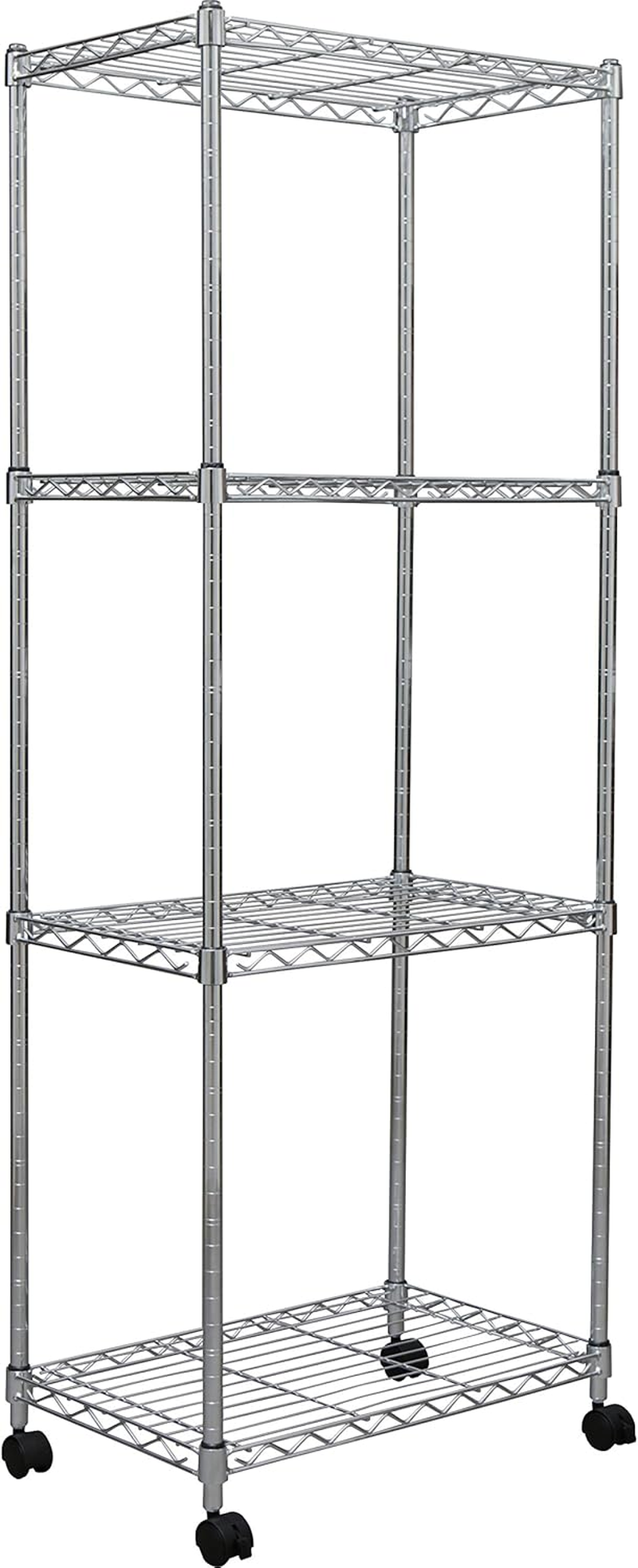 Iris Ohyama SEM-5515 Metal Rack, 4 Tiers, with Casters, Rust Resistant, Pole Diameter 0.7 Inches (19 Mm), Width 21.7 X Depth 13.8 X Height 58.7 Inches (55 X 35 X 149 Cm), Metal Shelf, Steel Rack, Rust Resistant, Silver image number 1