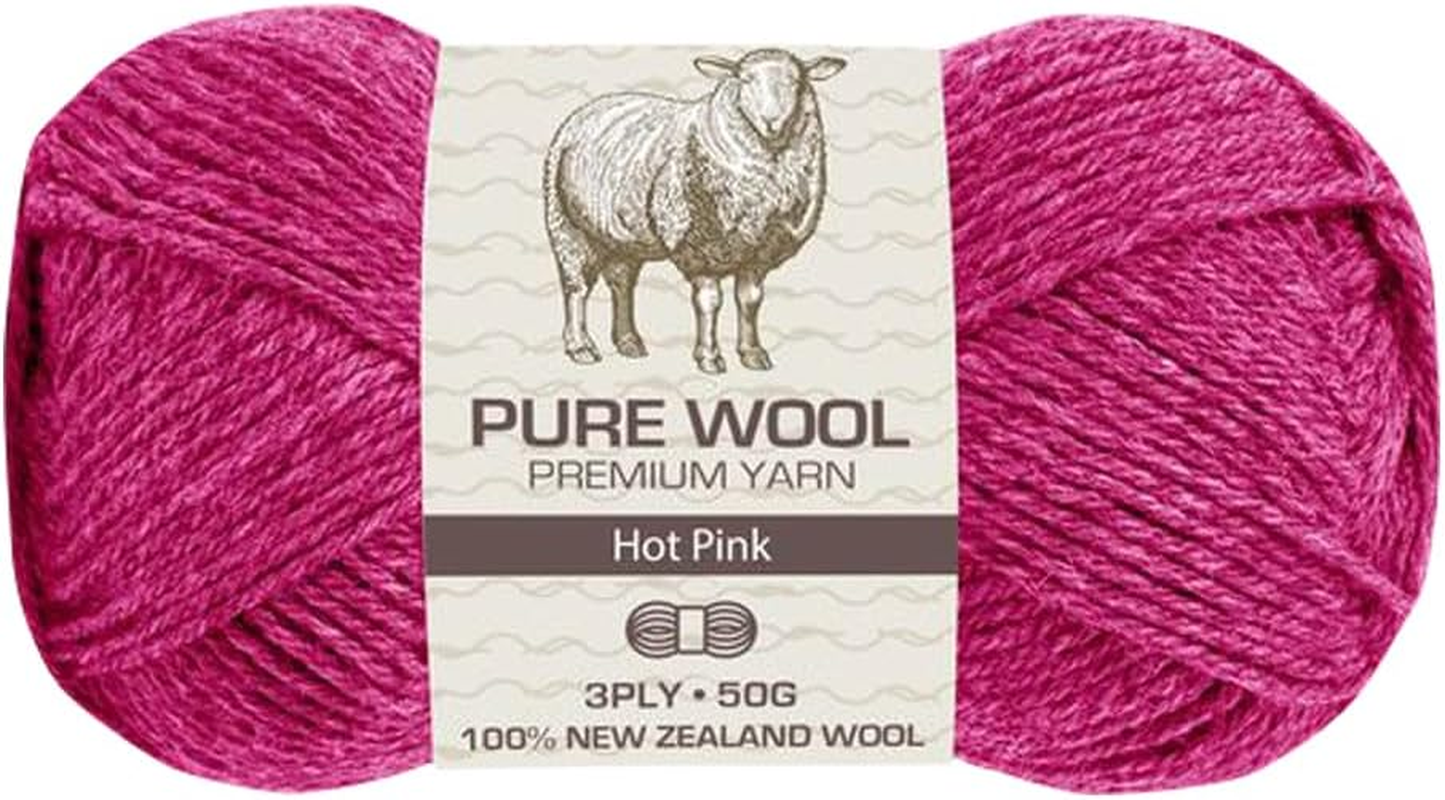 Yatsal 3-Ply Pure Wool 50 G, Hot Pink